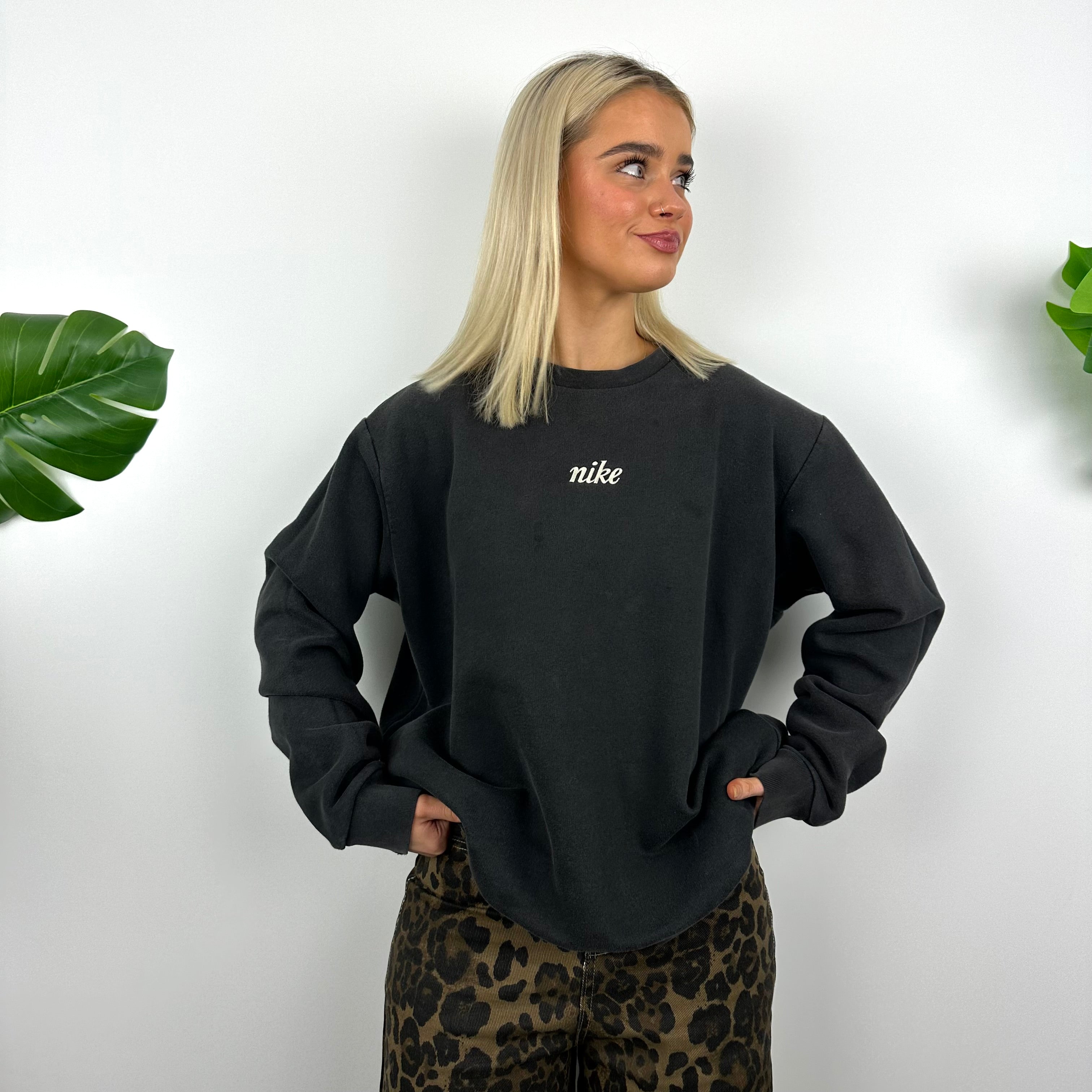 Nike Black Embroidered Spell Out Sweatshirt (L)