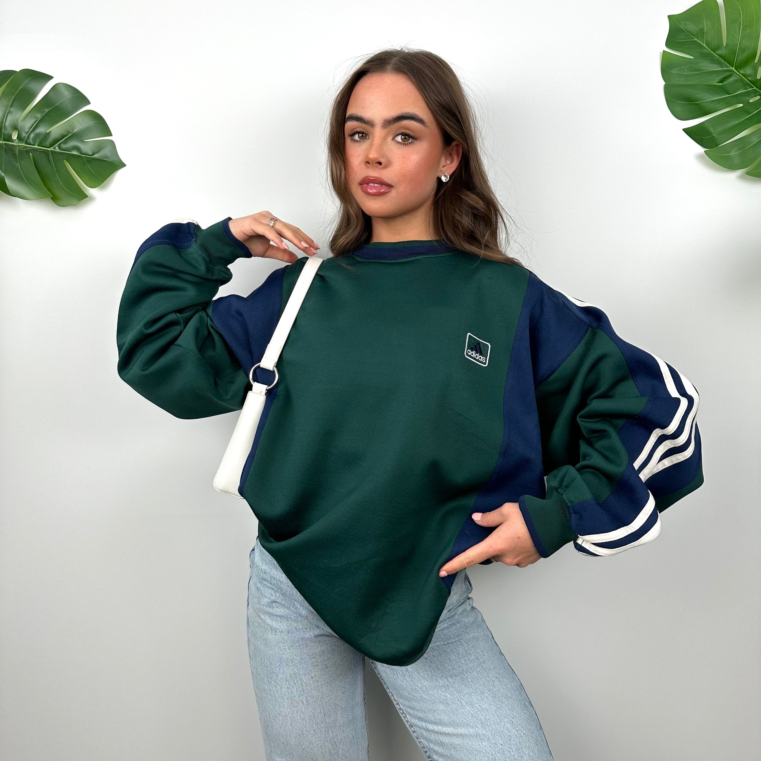 Adidas Green Embroidered Spell Out Sweatshirt (M)