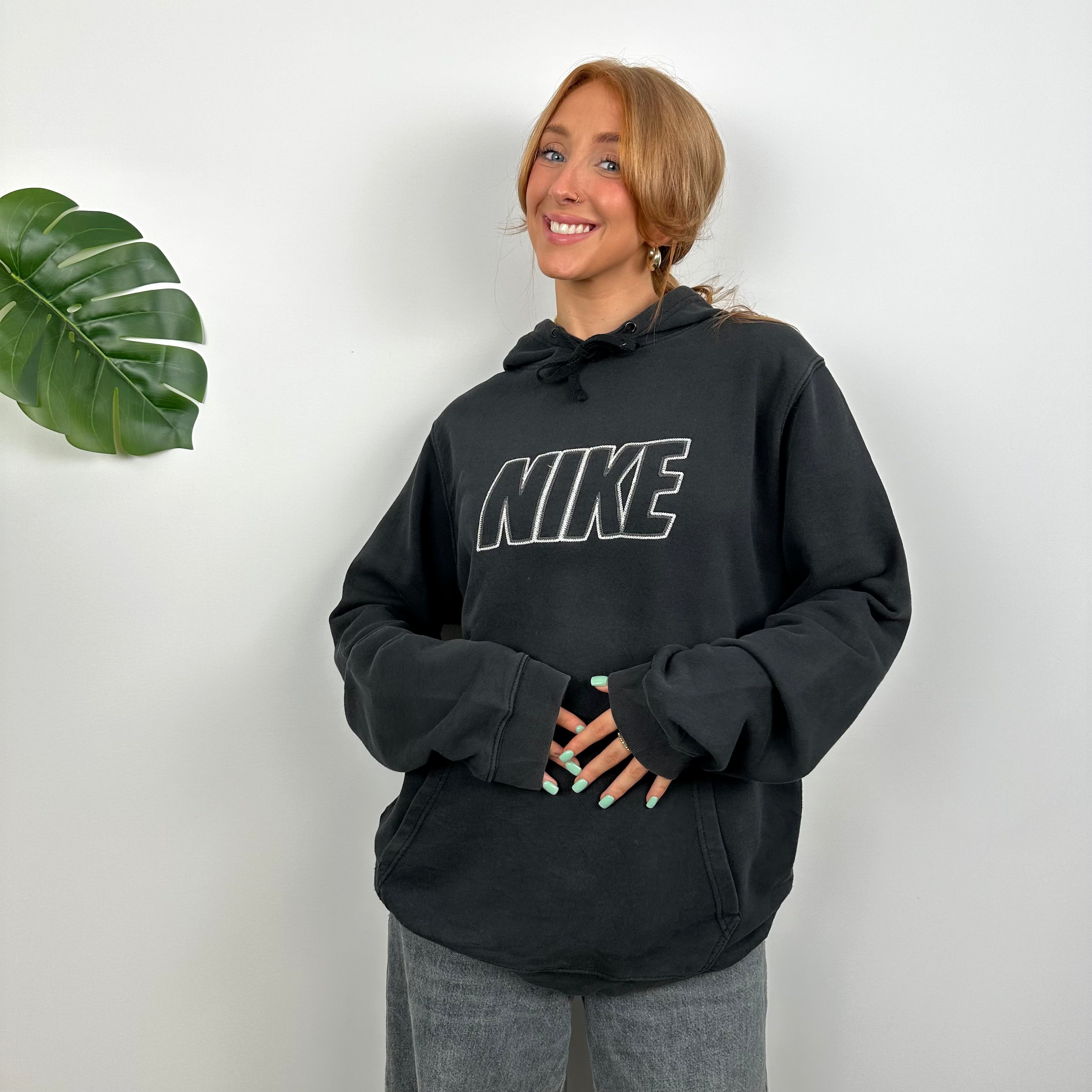 Nike Black Embroidered Spell Out Hoodie (L)