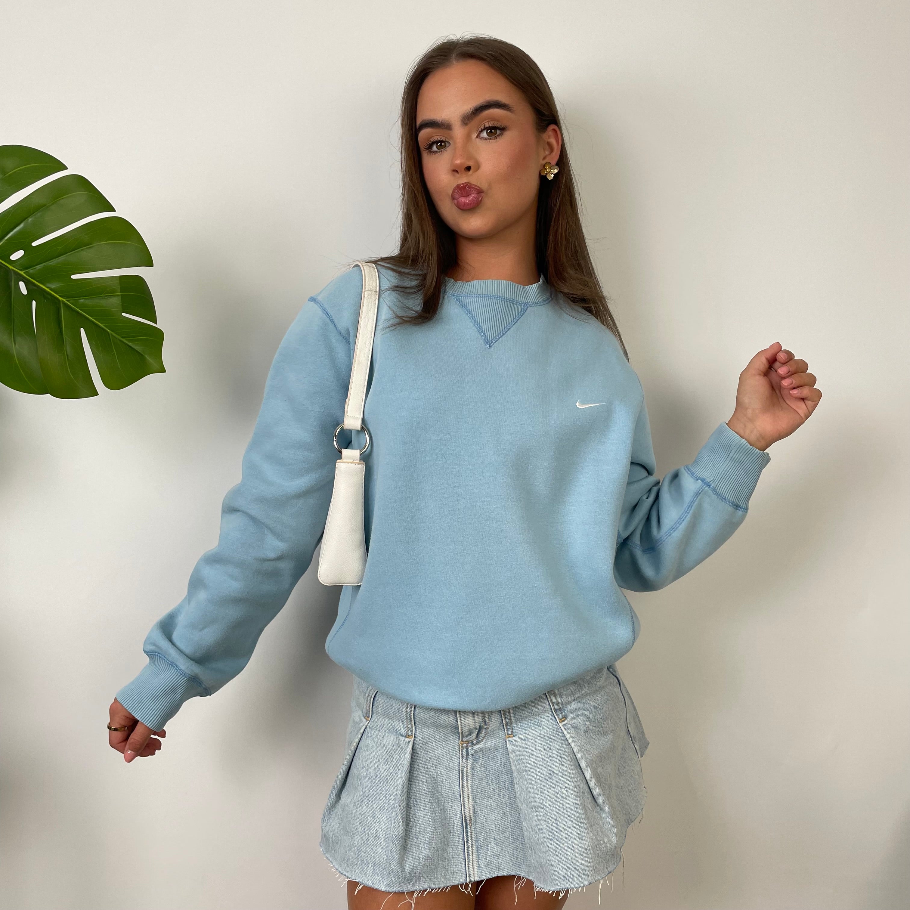 Nike Baby Blue Embroidered Swoosh Sweatshirt (S)