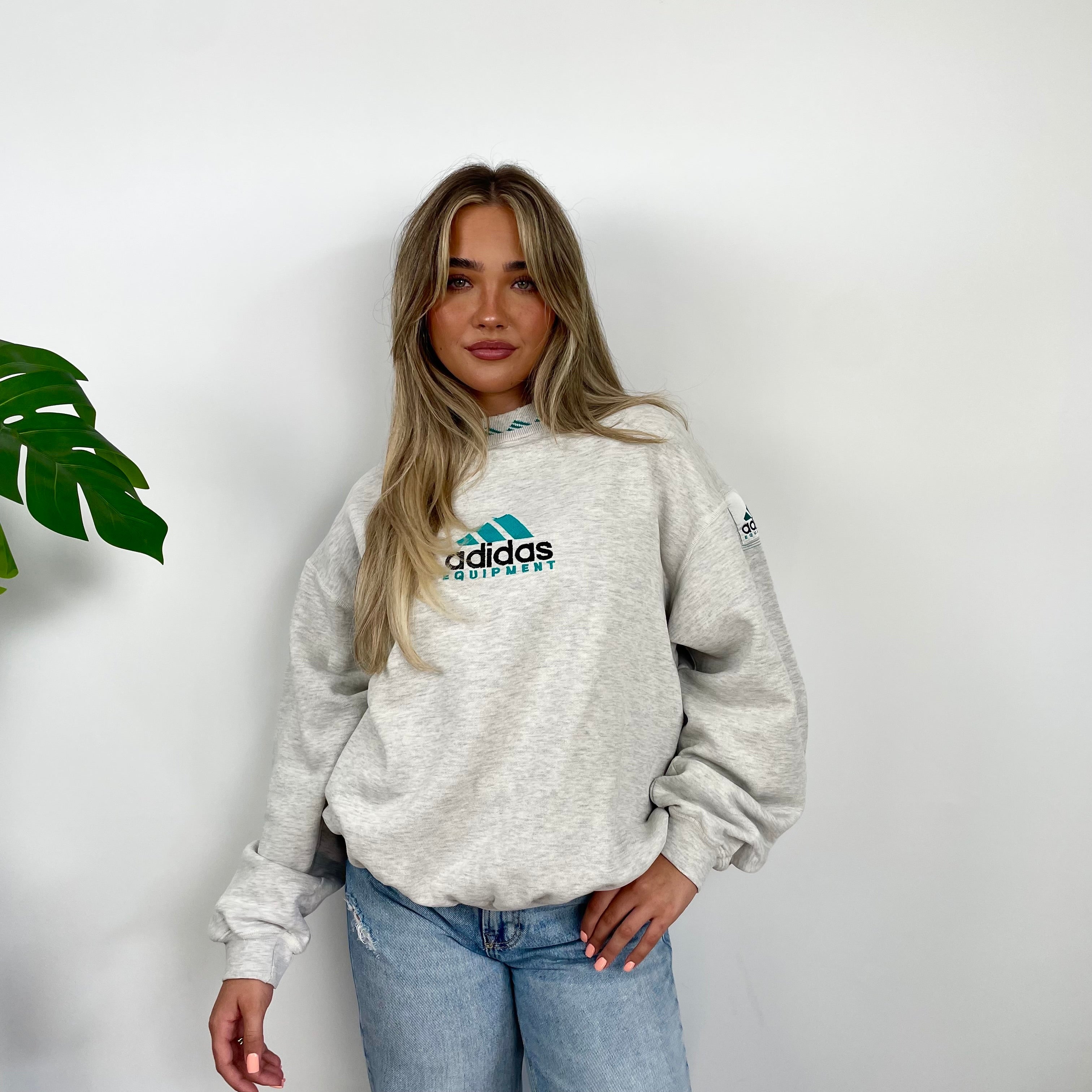 Adidas Equipment Grey Embroidered Spell Out Sweatshirt (M)