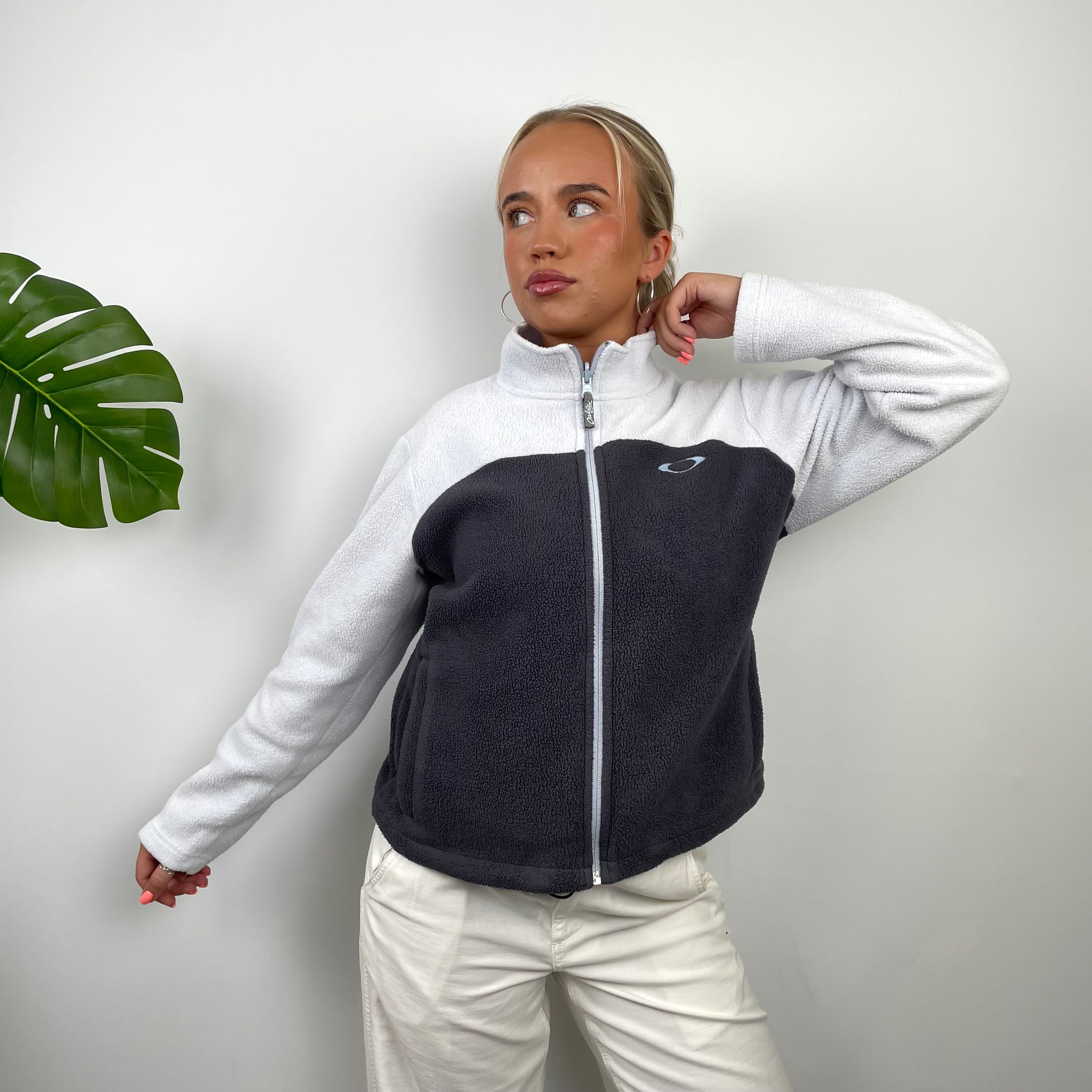Oakley RARE Grey Embroidered Logo Zip Up Fleece (S)