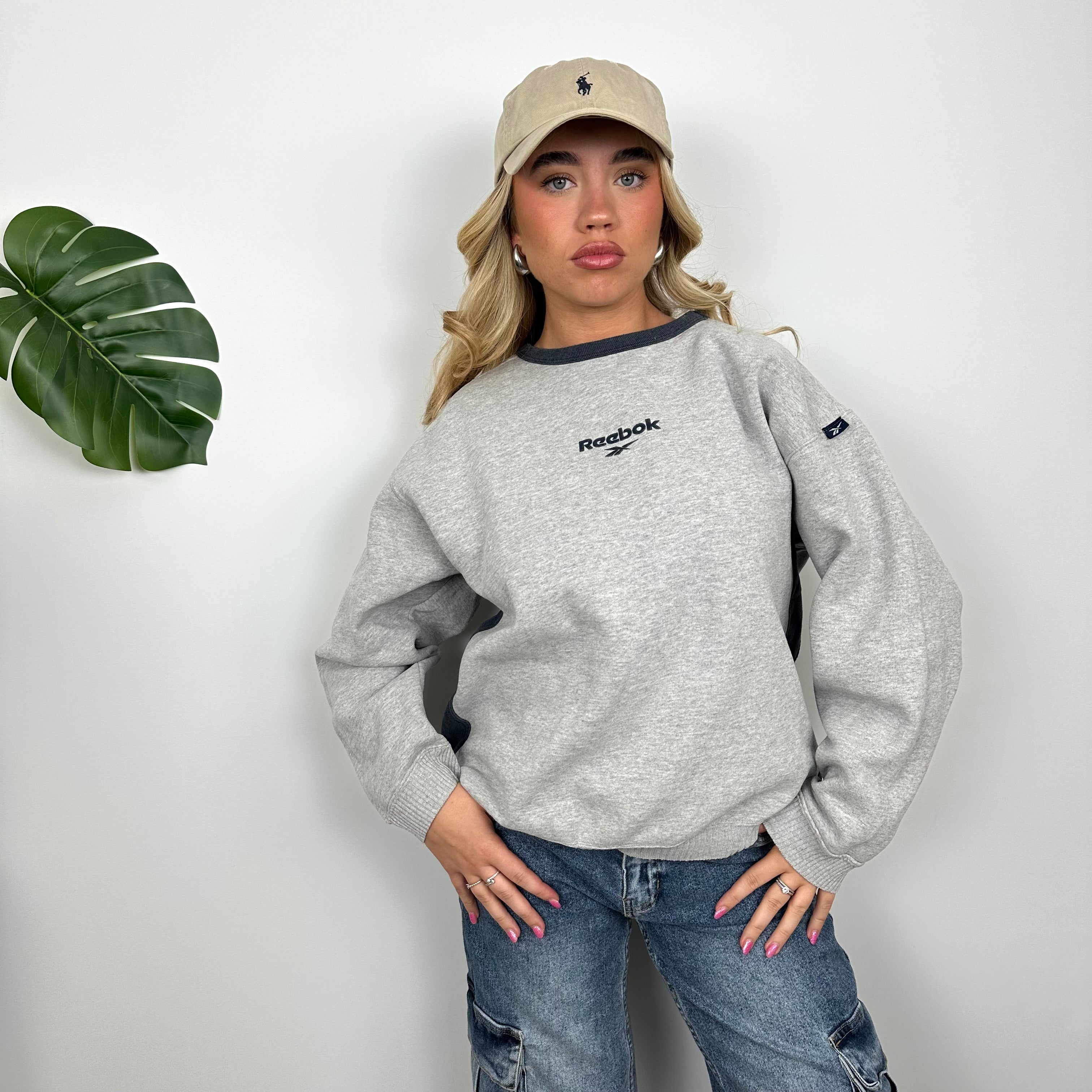 Reebok Grey Embroidered Spell Out Sweatshirt (S)