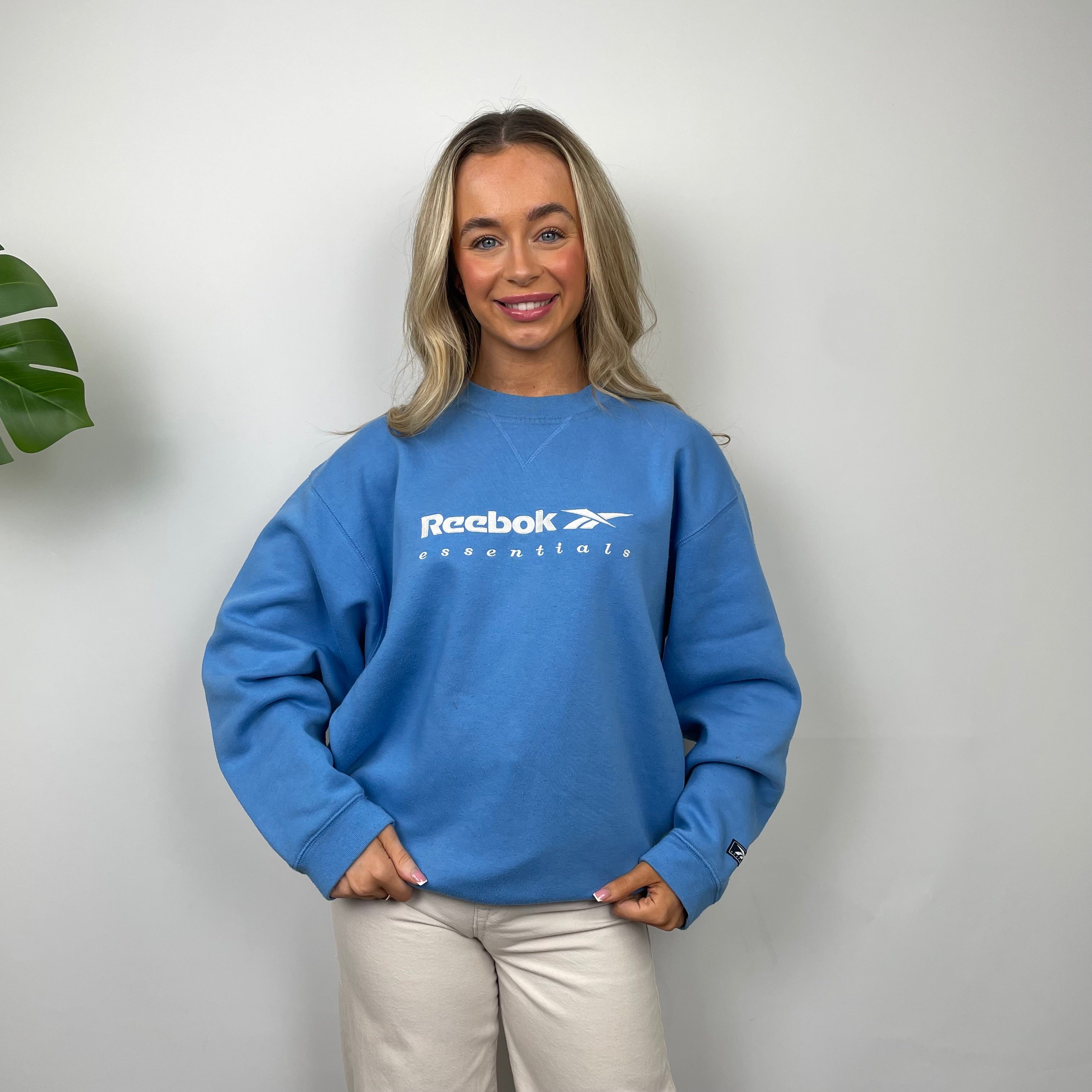 Reebok Blue Embroidered Spell Out Sweatshirt (S)