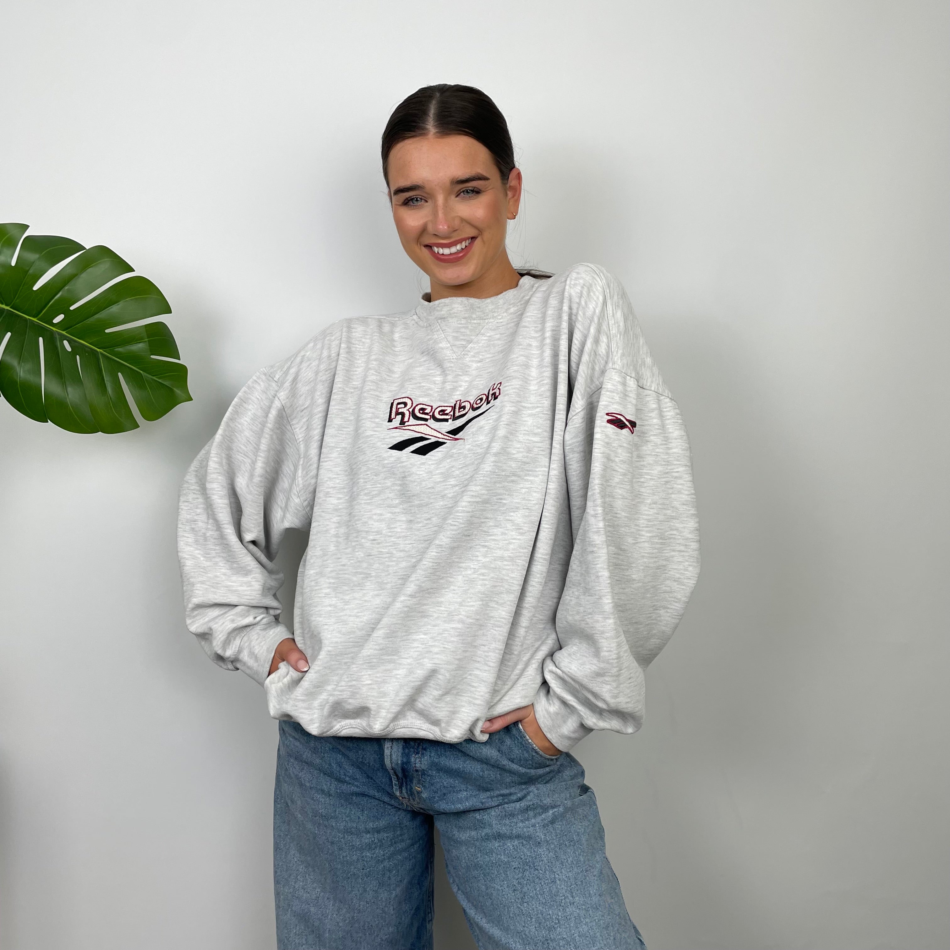 Reebok Grey Embroidered Spell Out Sweatshirt (L)