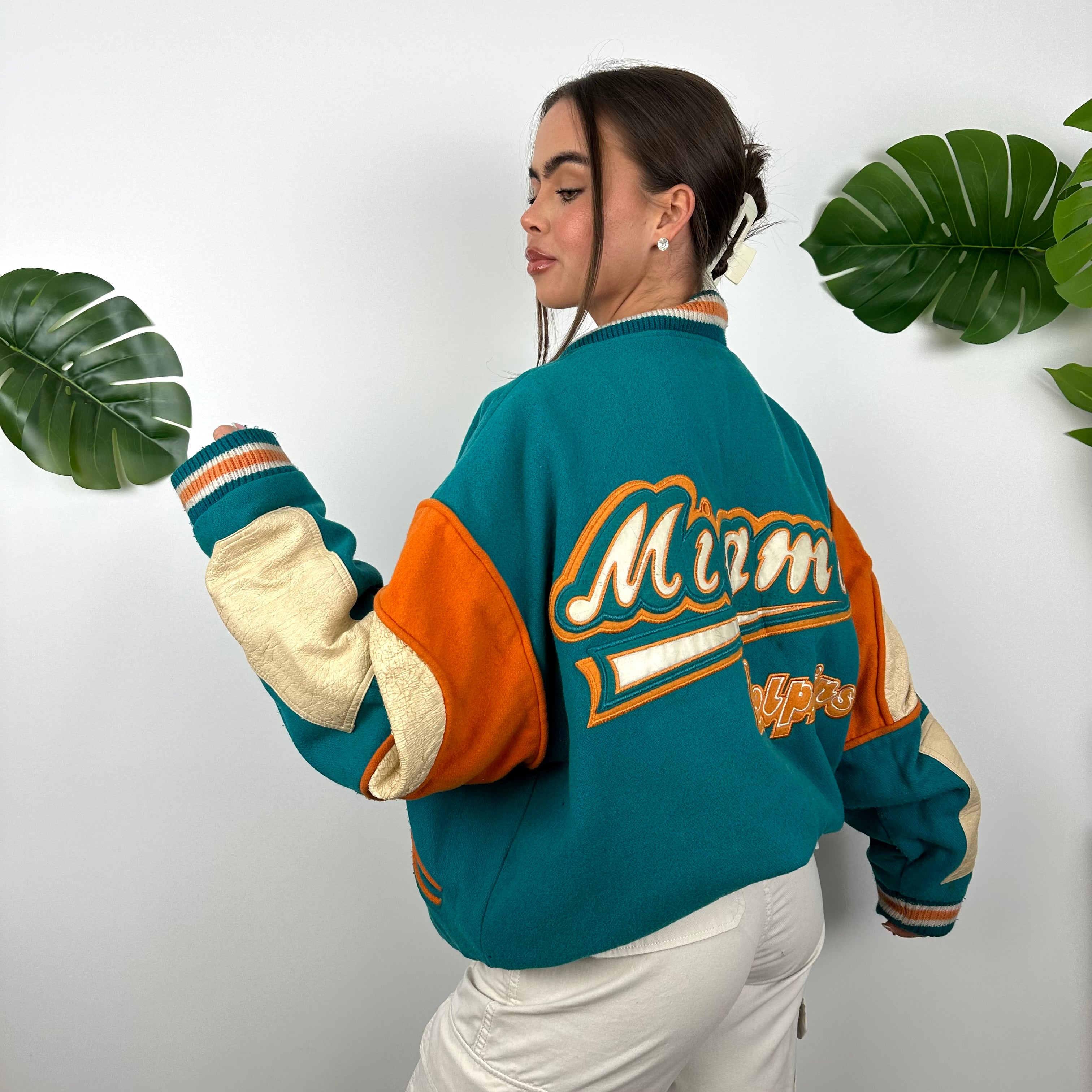 Miami Dolphins NFL Turquoise Blue Heavyweight Jacket (L)