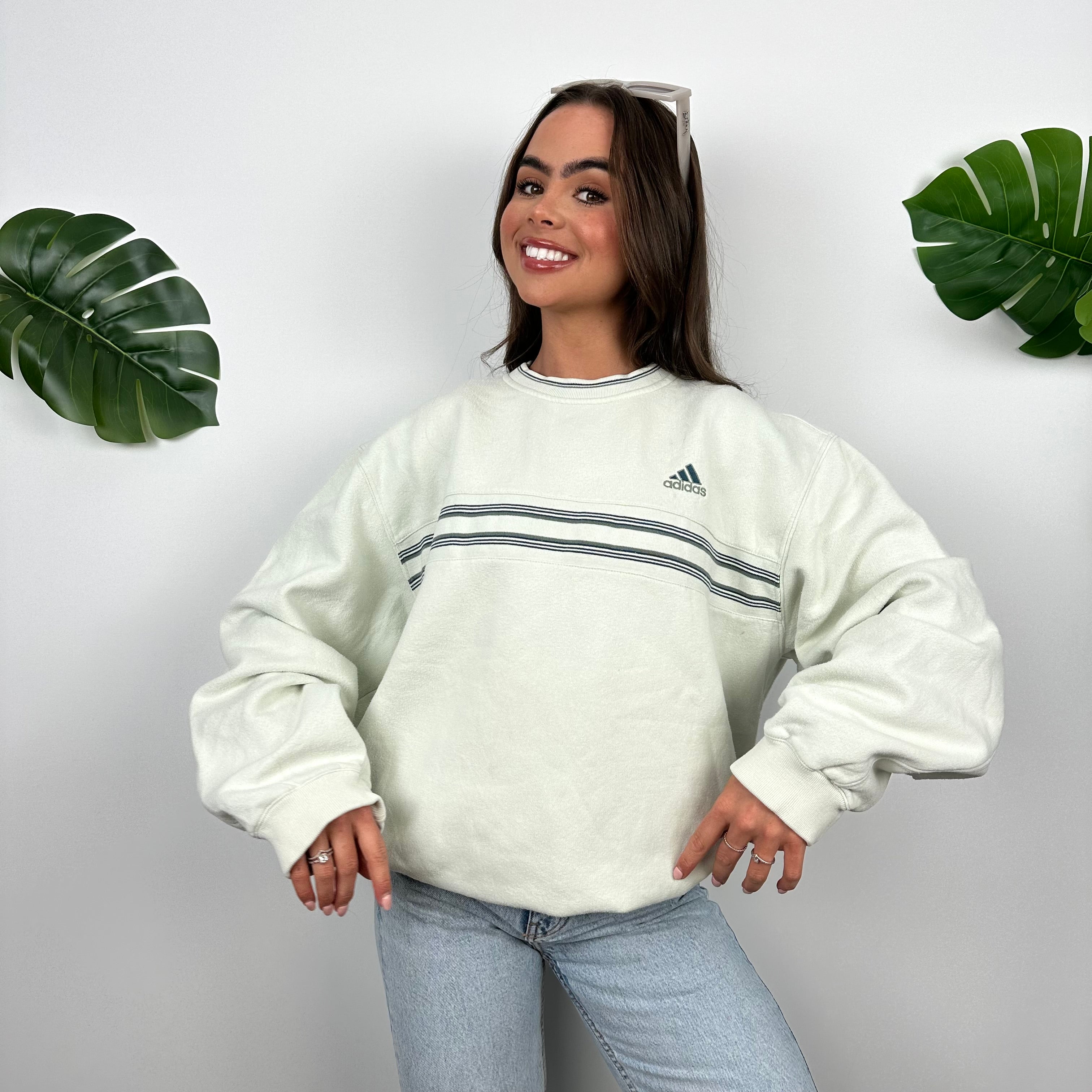 Adidas Mint Green Embroidered Spell Out Sweatshirt (L)