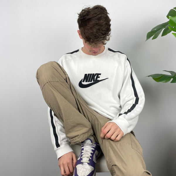 Nike RARE White Embroidered Spell Out Sweatshirt (L)