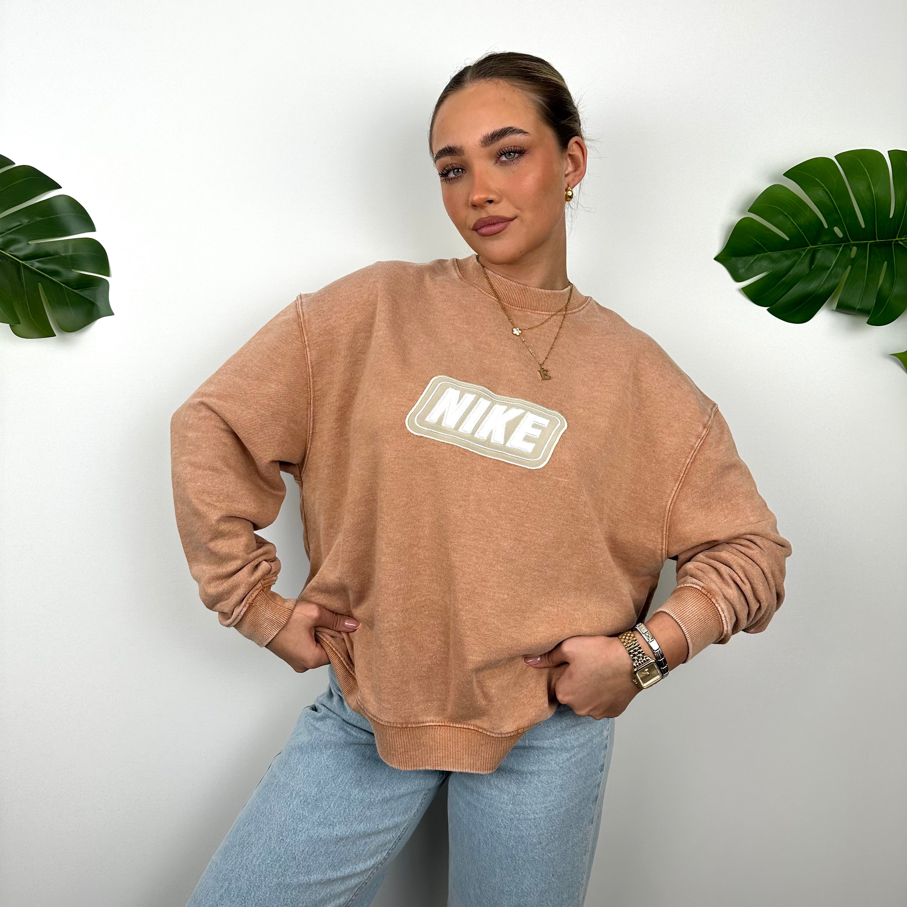 Nike Brown Embroidered Spell Out Sweatshirt (S)