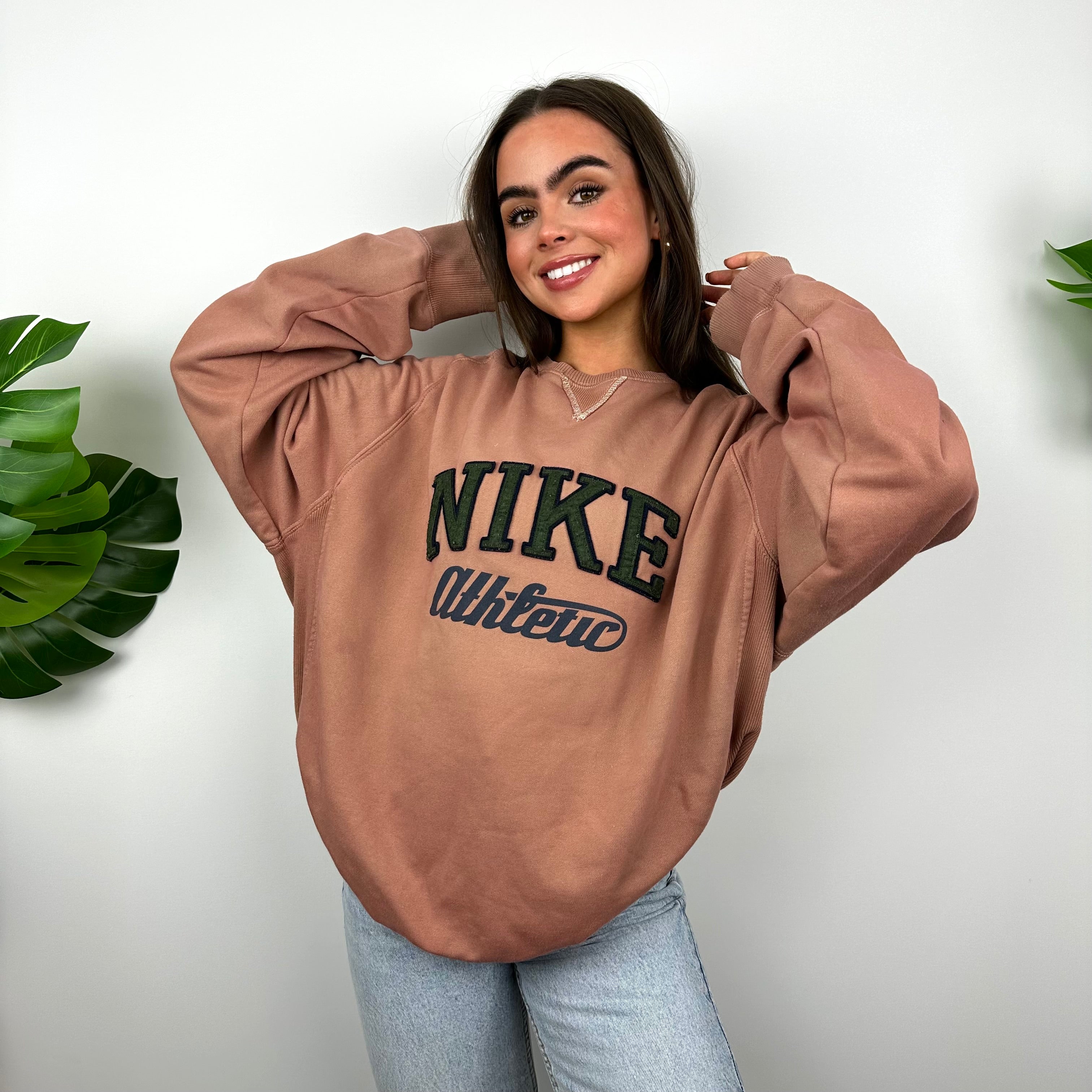 Nike Blush Pink Embroidered Spell Out Sweatshirt (L)