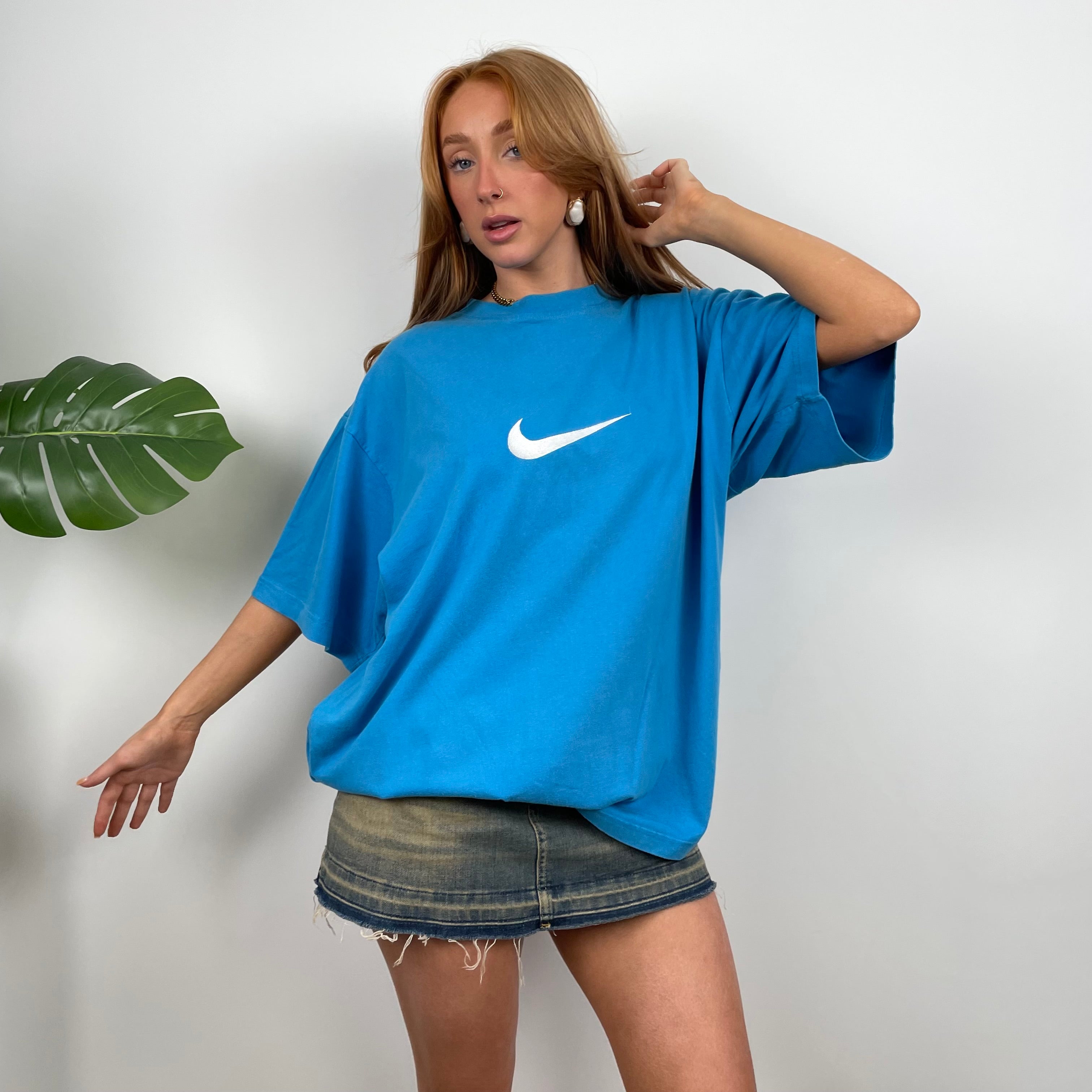 Nike RARE Blue Embroidered Spell Out T Shirt (L)