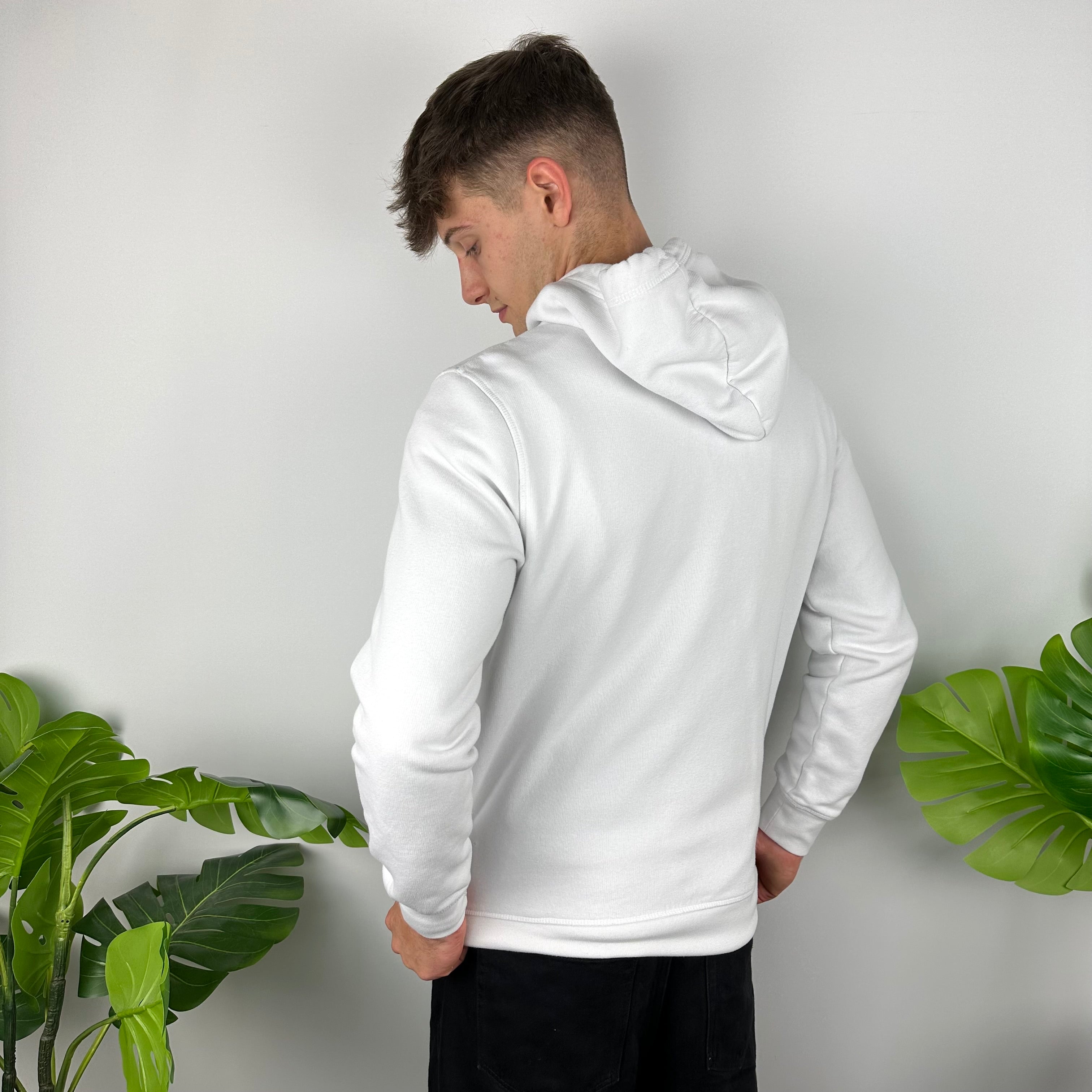 Stussy White Embroidered Spell Out Hoodie (M)