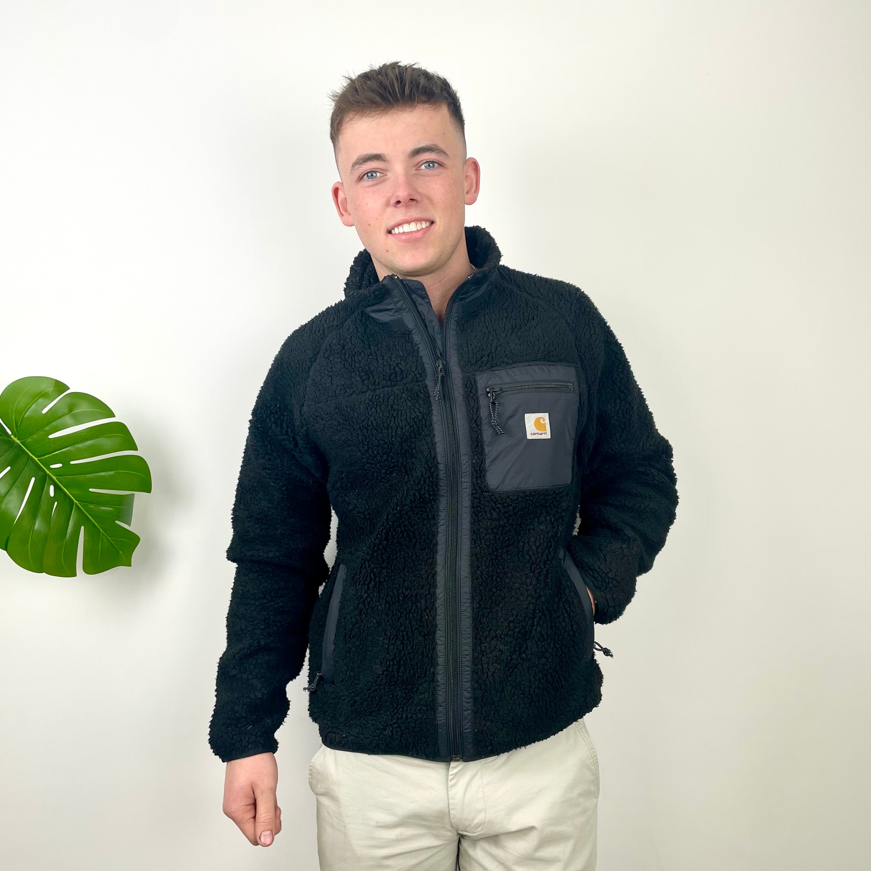 Carhartt Black Teddy Bear Sherpa Fleece Zip Up Jacket (M)