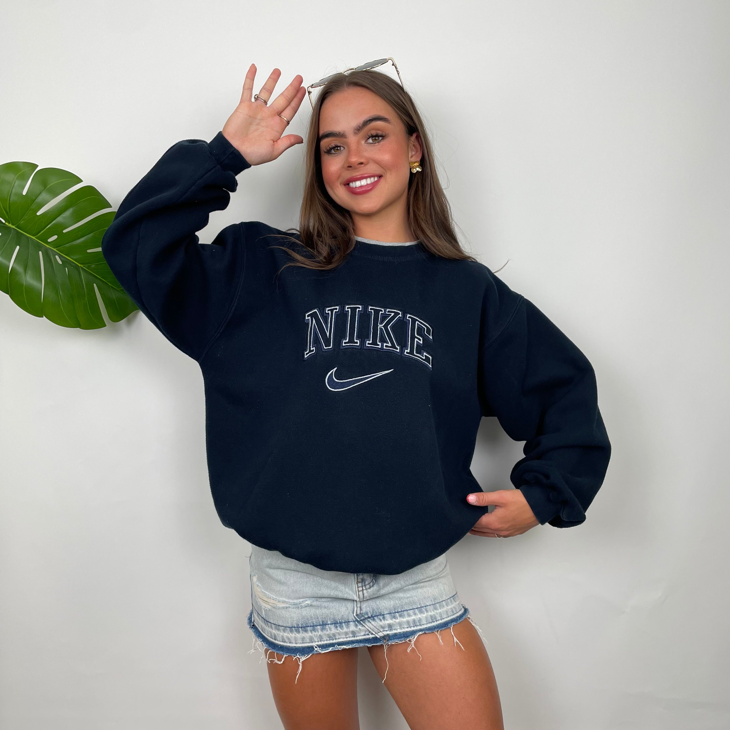 Nike Navy Embroidered Spell Out Sweatshirt (L)