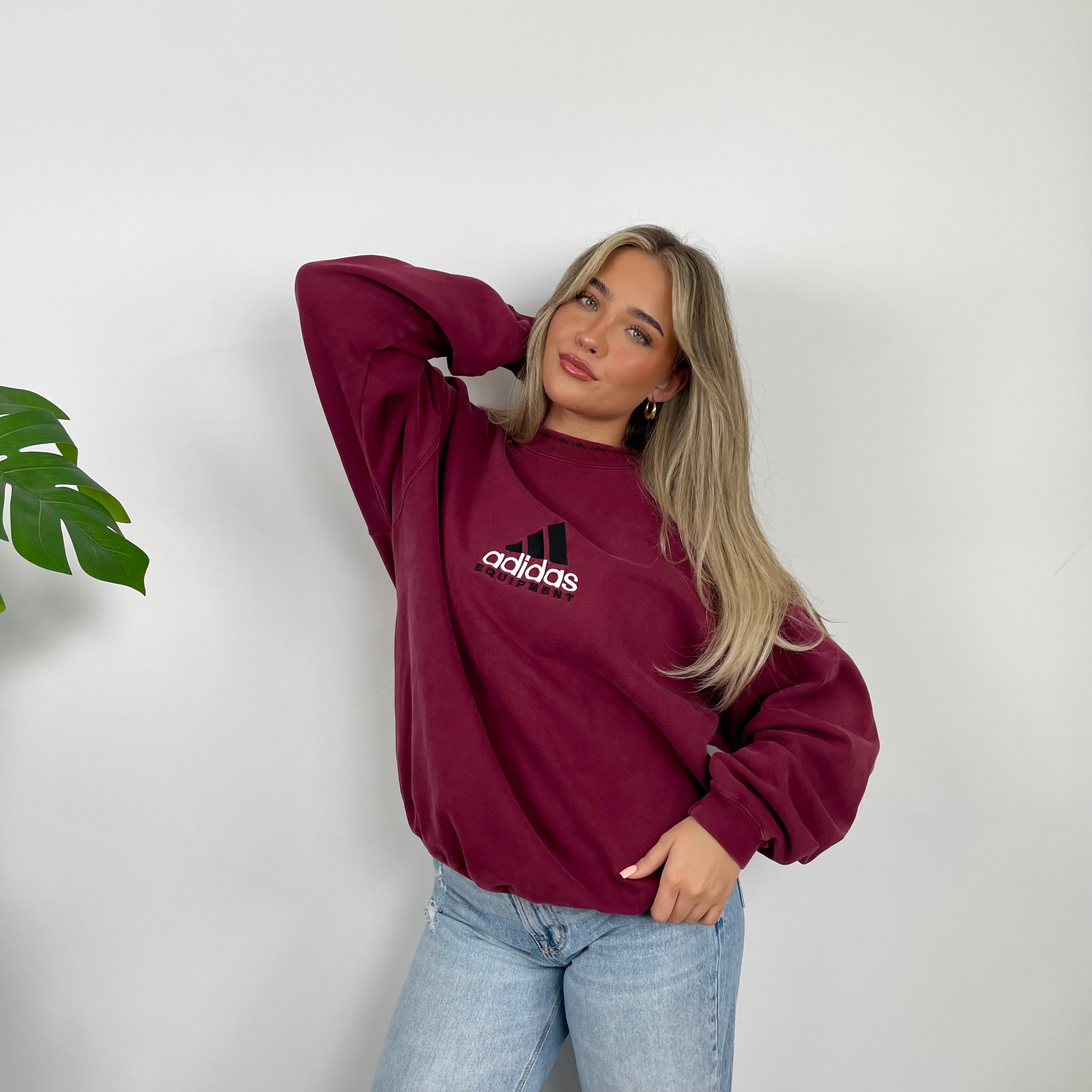 Adidas Equipment RARE Red Embroidered Spell Out Sweatshirt (L)