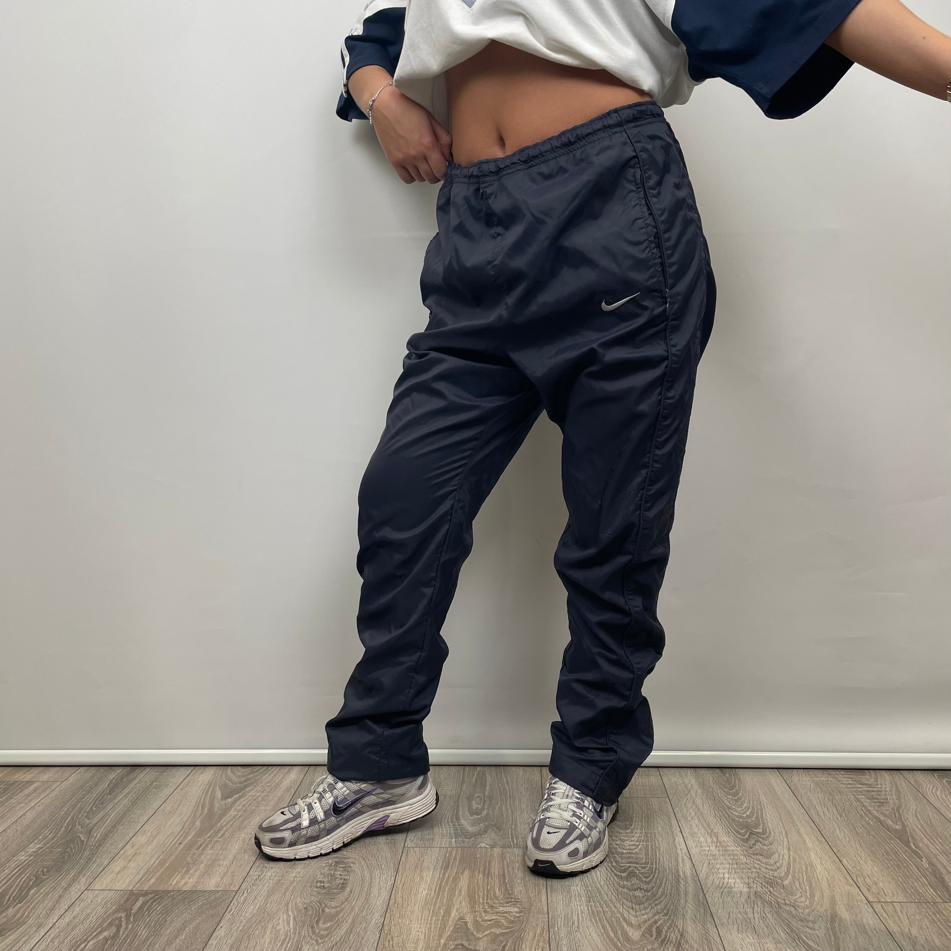 Nike Navy Embroidered Swoosh Track Pants (M)