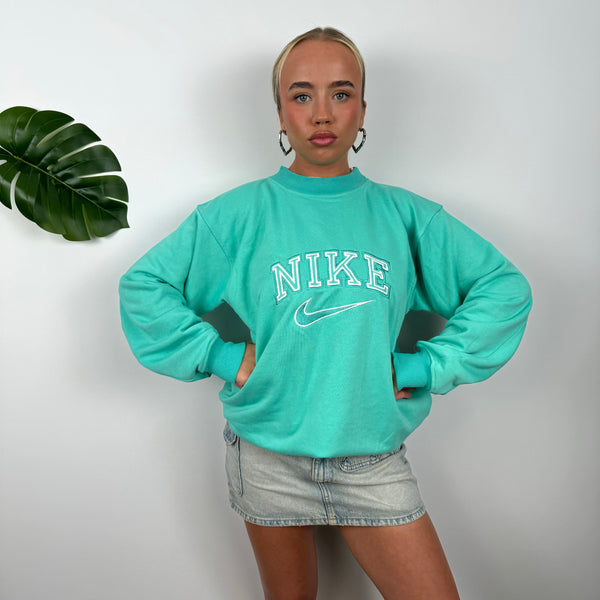 Nike Turquoise Embroidered Spell Out Sweatshirt (M)