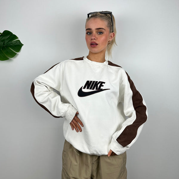 Nike RARE White Embroidered Spell Out Sweatshirt (S)