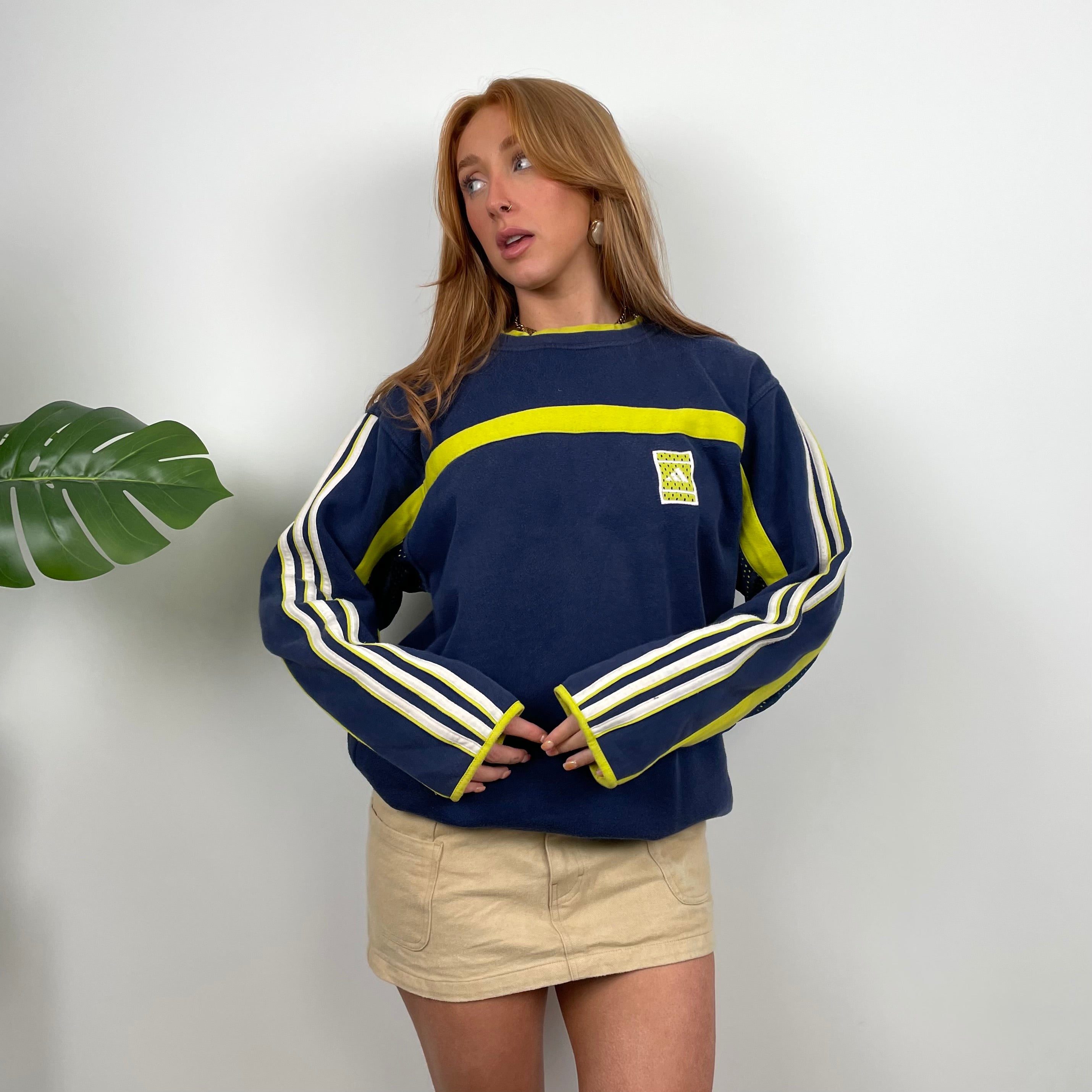 Adidas Navy Embroidered Spell Out Sweatshirt (M)