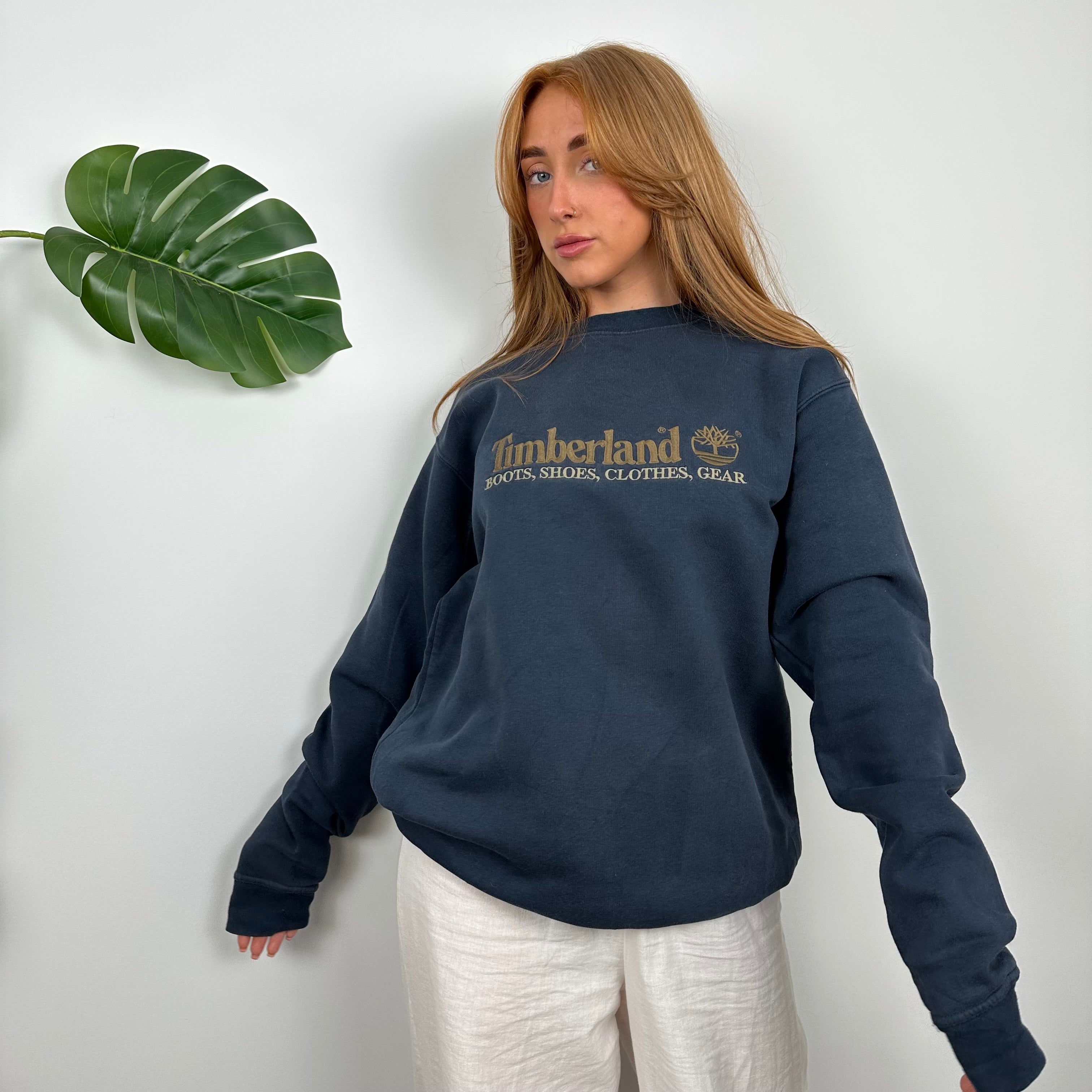 Timberland Navy Embroidered Spell Out Sweatshirt (M)