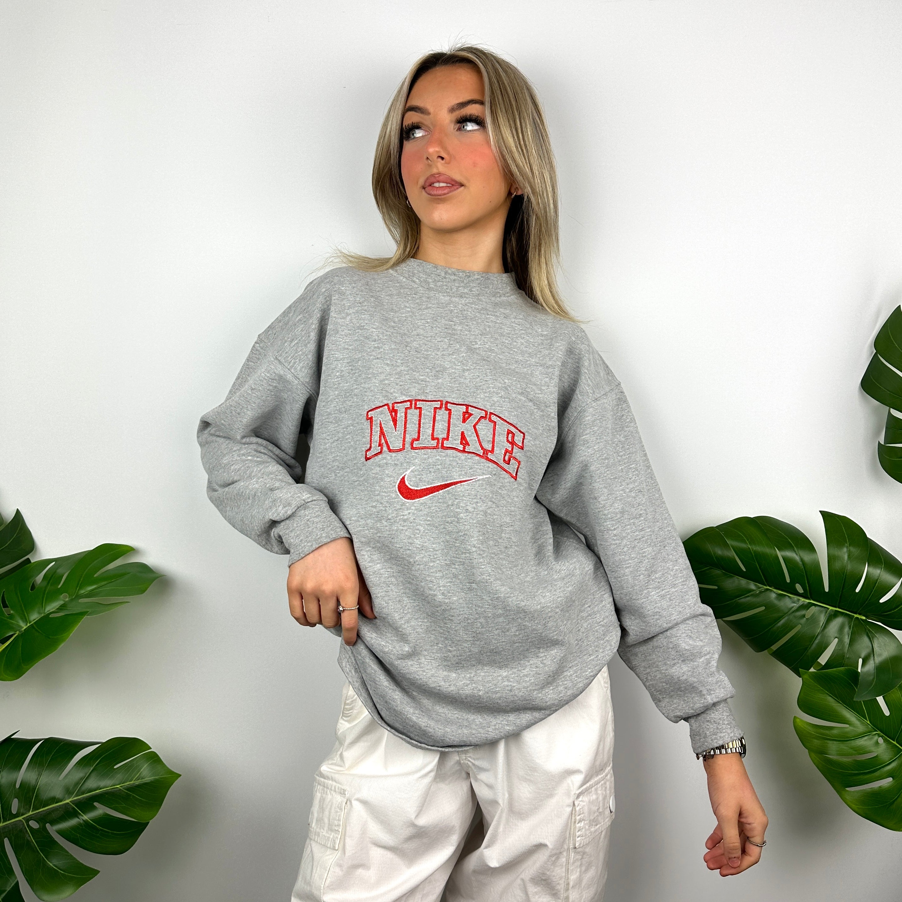 Nike Grey Embroidered Spell Out Sweatshirt (M)