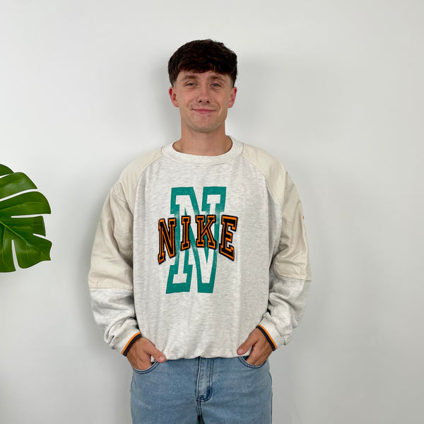 Nike Grey Embroidered Spell Out Sweatshirt (M)