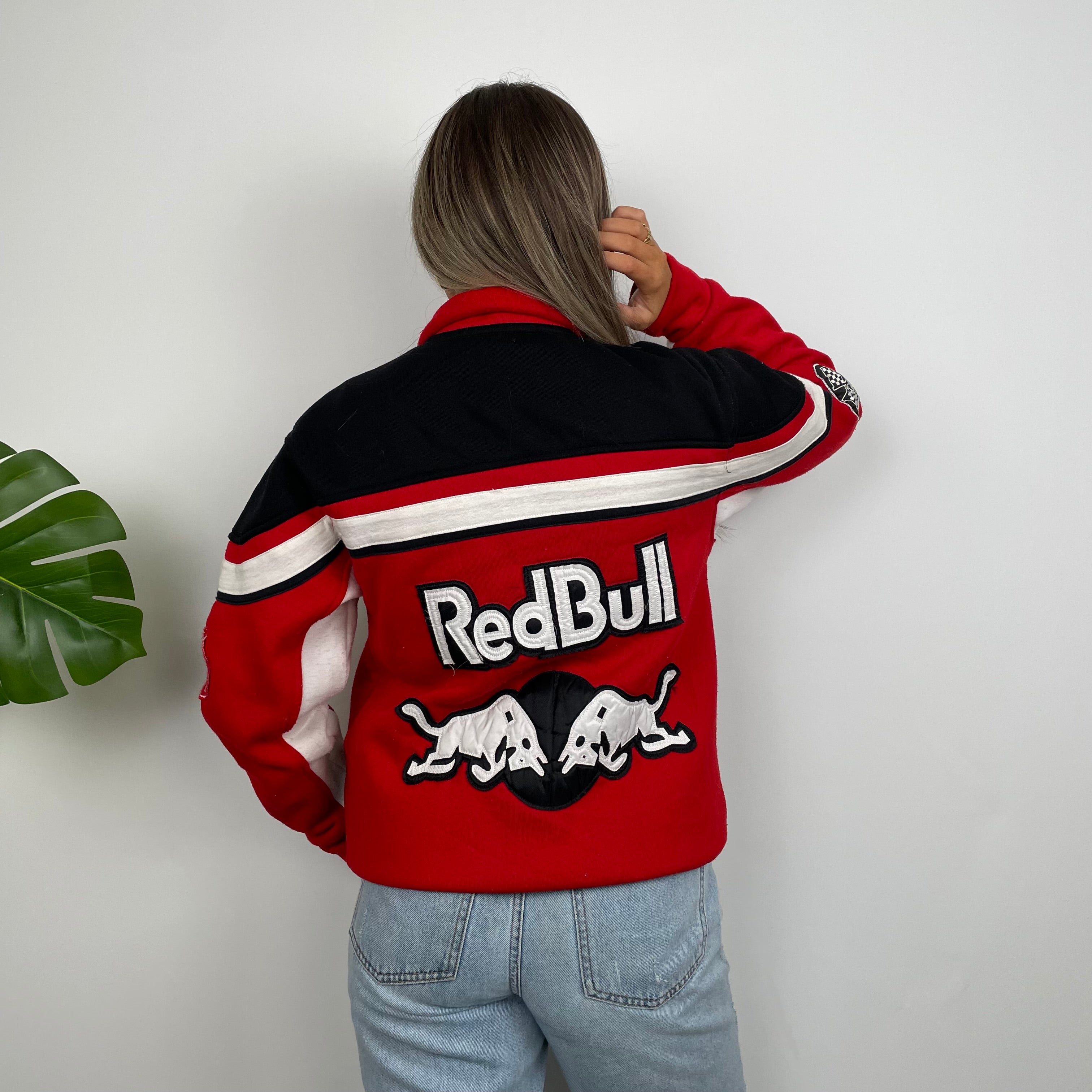 Red Bull Racing Red Embroidered Spell Out Zip Up Jacket (M)