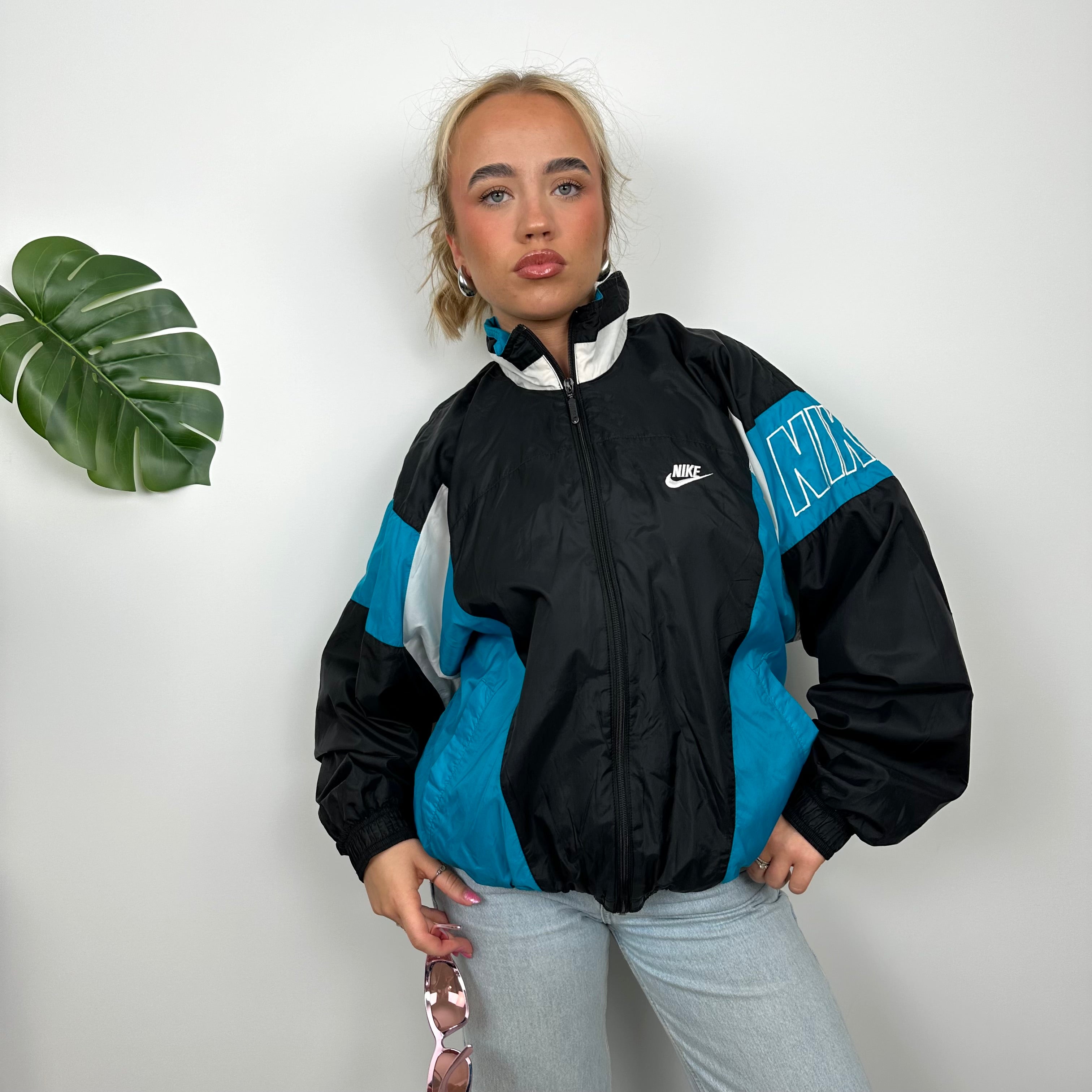 Nike Colour Block Embroidered Spell Out Windbreaker Jacket (M)