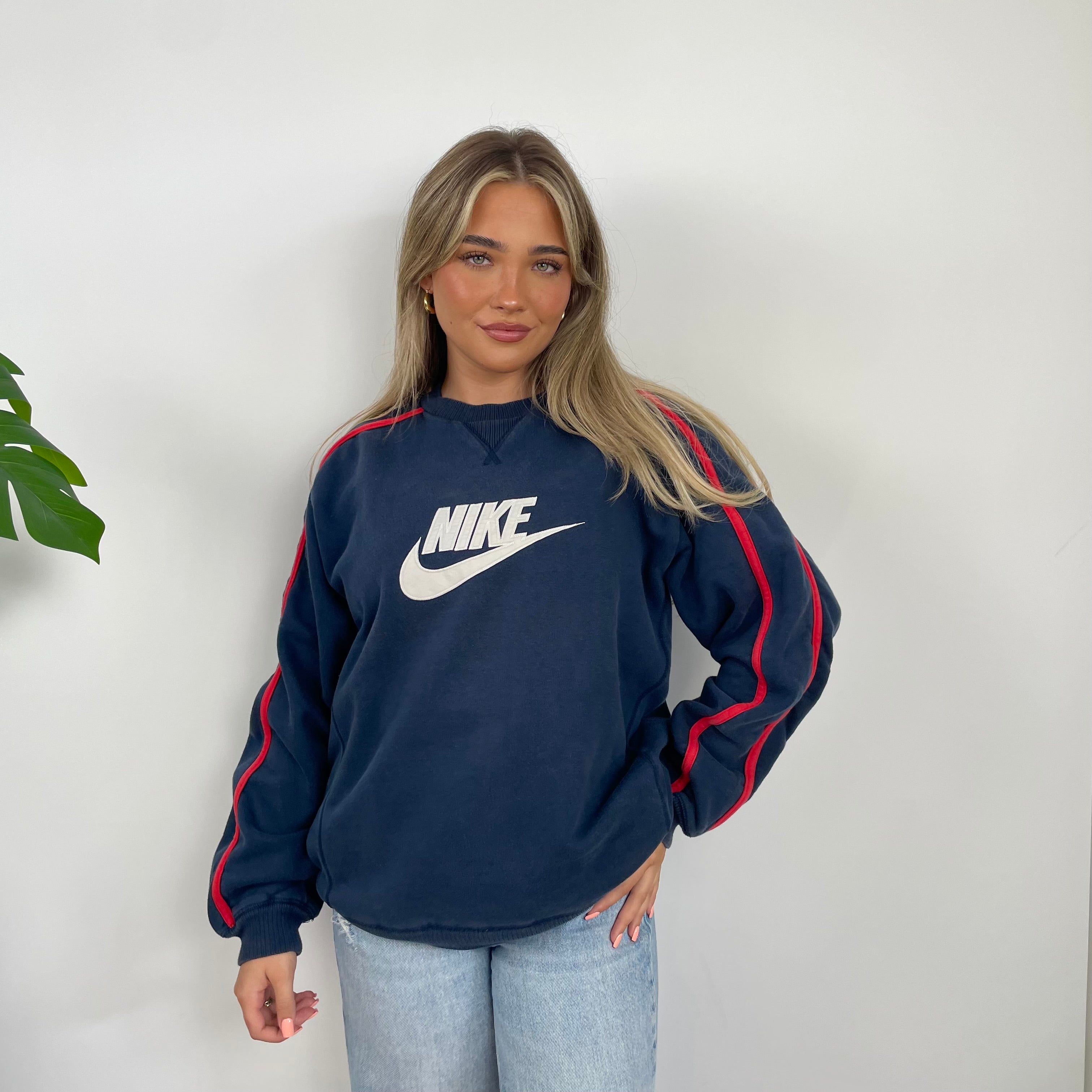 Nike Navy Embroidered Swoosh Sweatshirt (L)