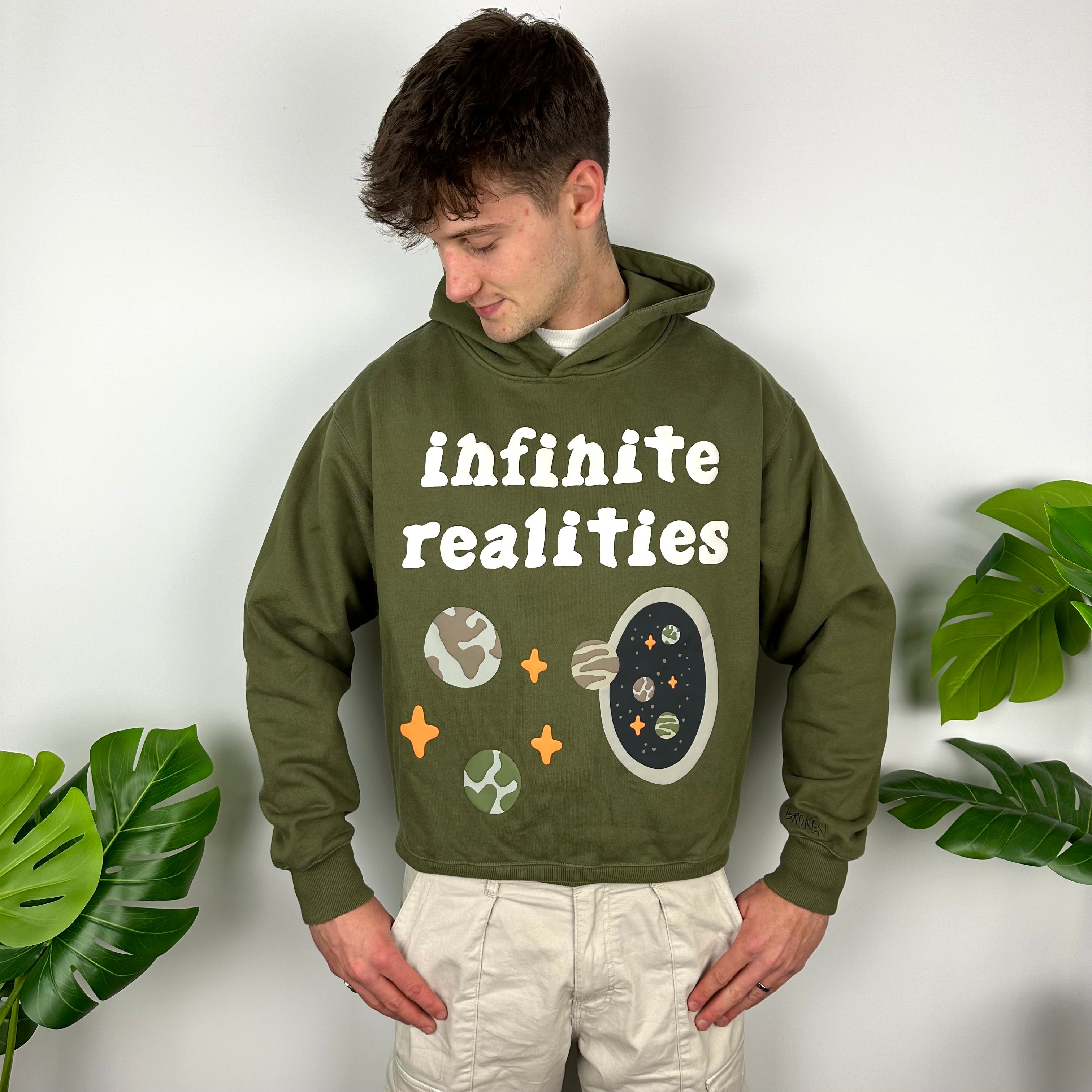 Broken Planet X Infinite Realities Green Spell Out Hoodie (M)