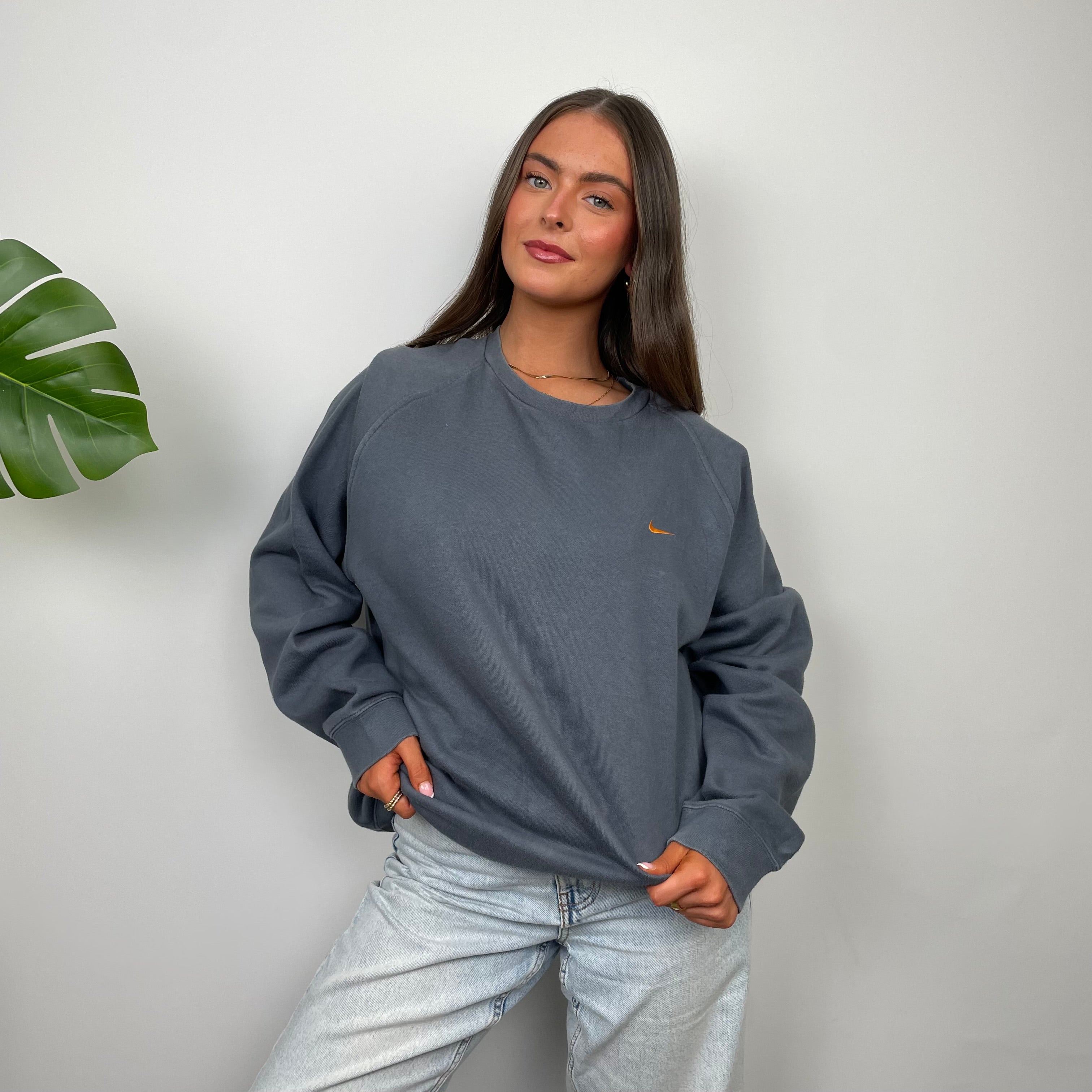 Nike Grey Embroidered Swoosh Sweatshirt (L)