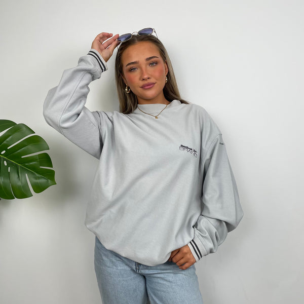 Reebok Brand Grey Embroidered Spell Out Sweatshirt (XXL)