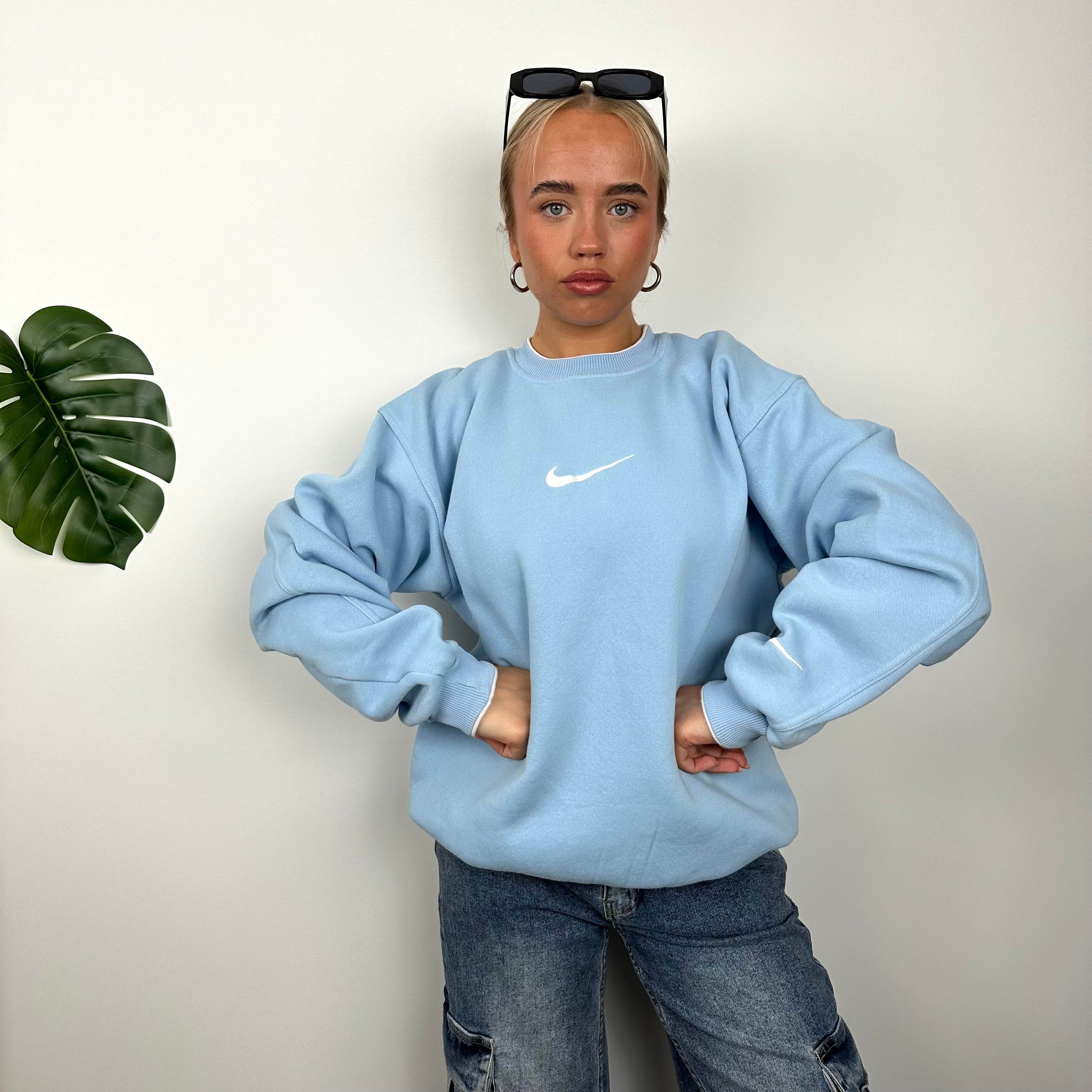 Nike Baby Blue Embroidered Swoosh Sweatshirt (L)