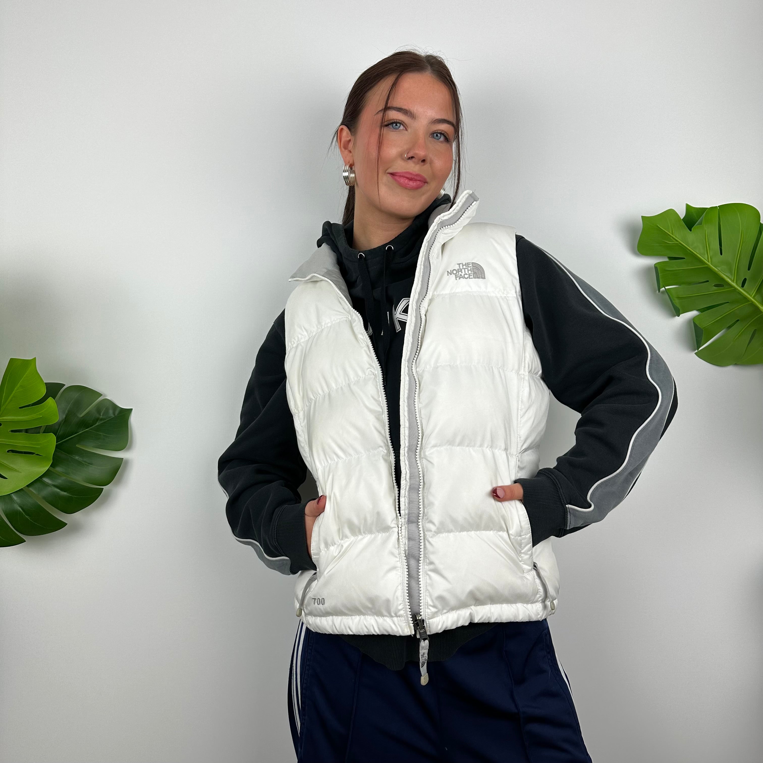 The North Face White Nuptse 700 Puffer Gilet (M)