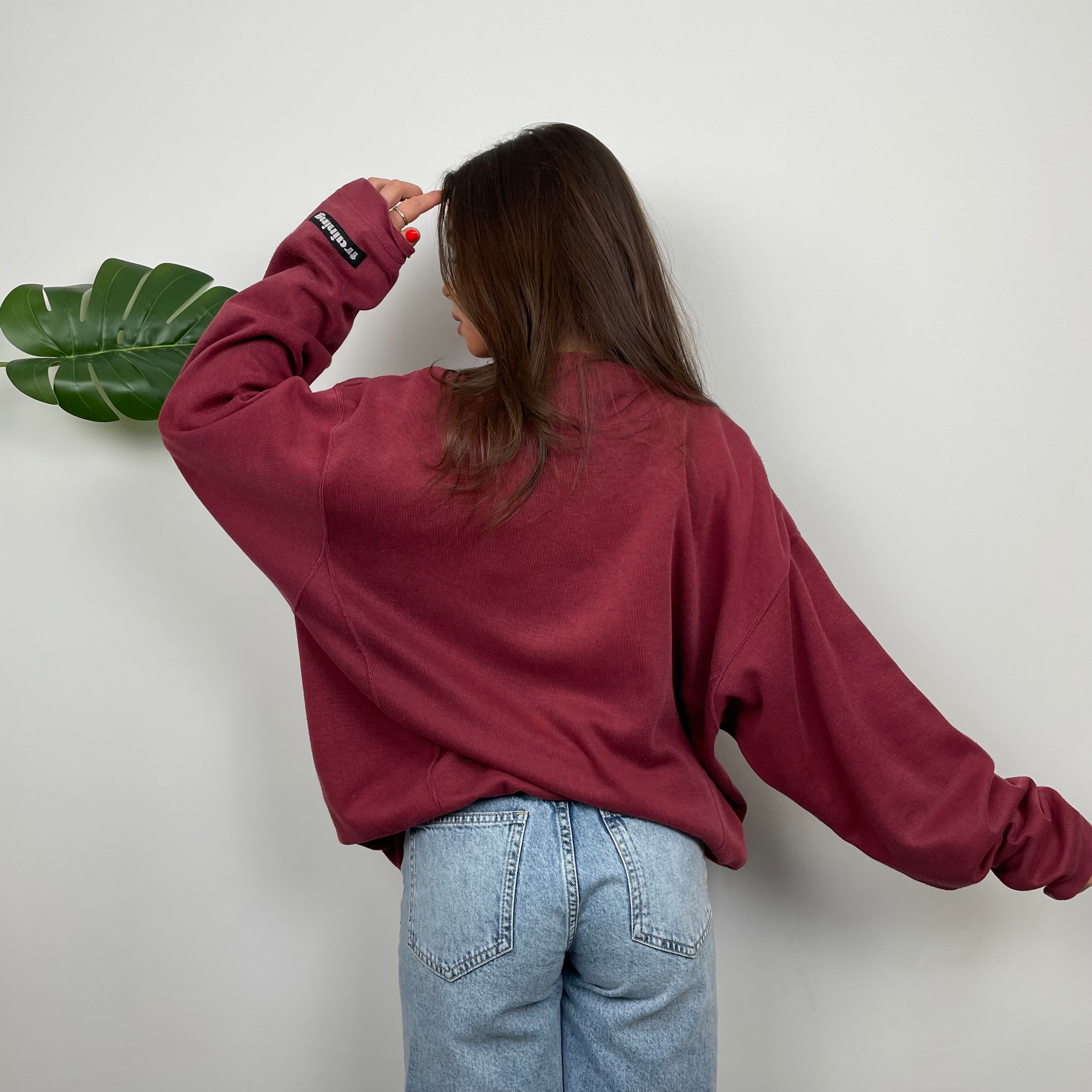 Adidas Training RARE Maroon Embroidered Spell Out Sweatshirt (L)