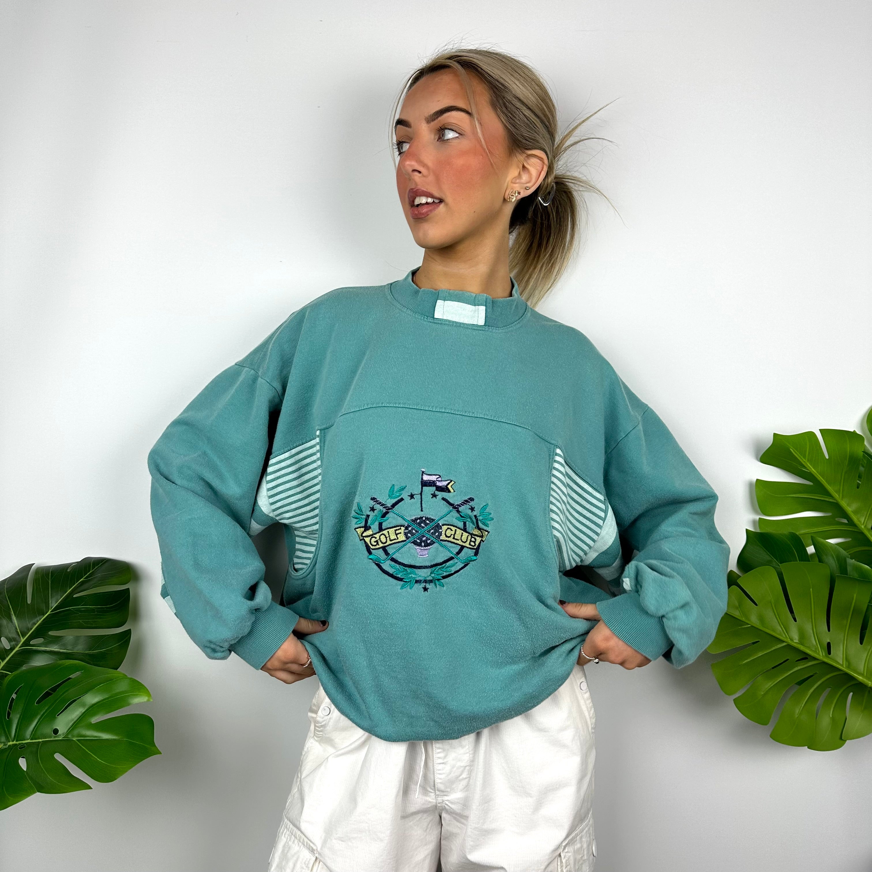 Adidas Golf Mint Green Embroidered Spell Out Sweatshirt (L)