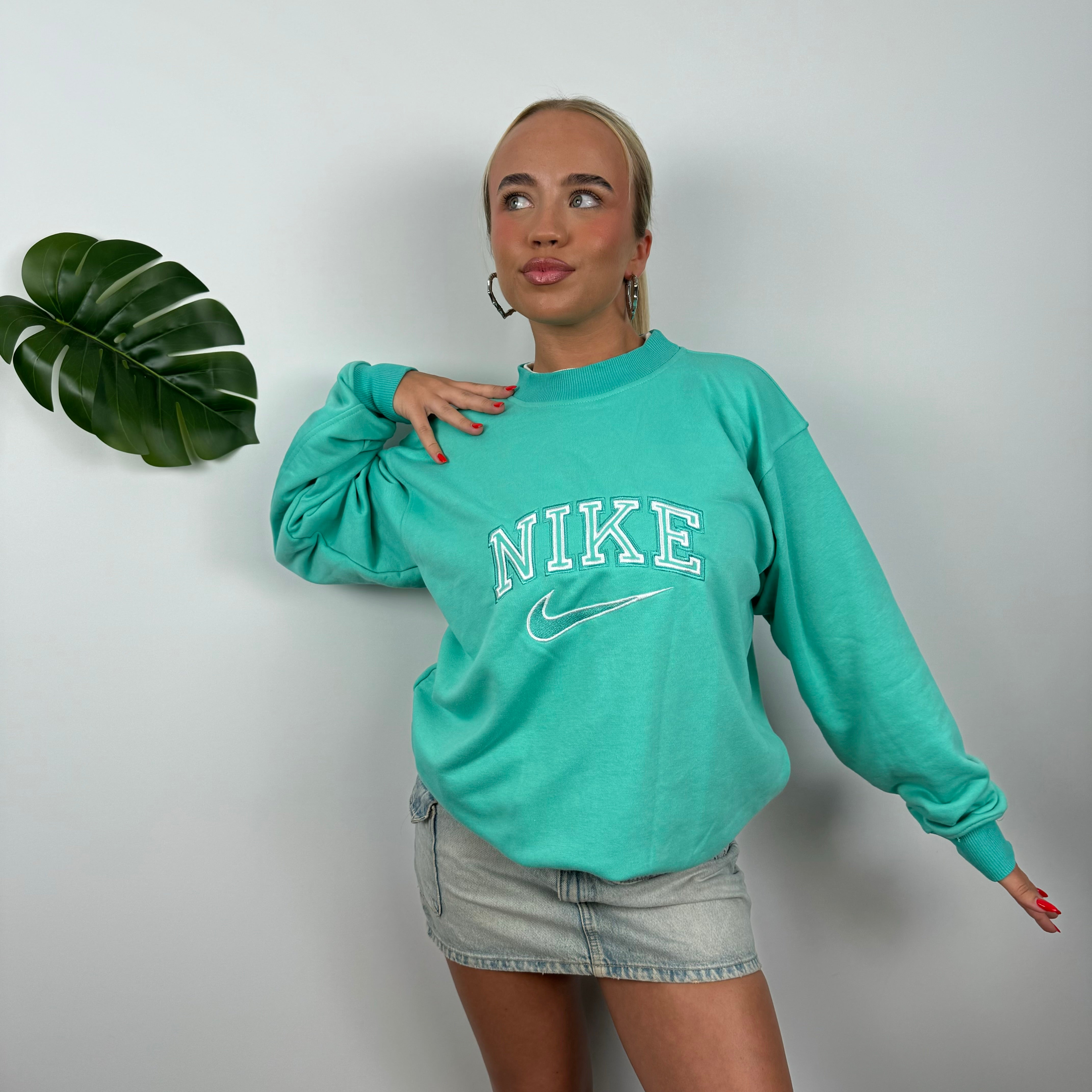 Nike Turquoise Embroidered Spell Out Sweatshirt (M)