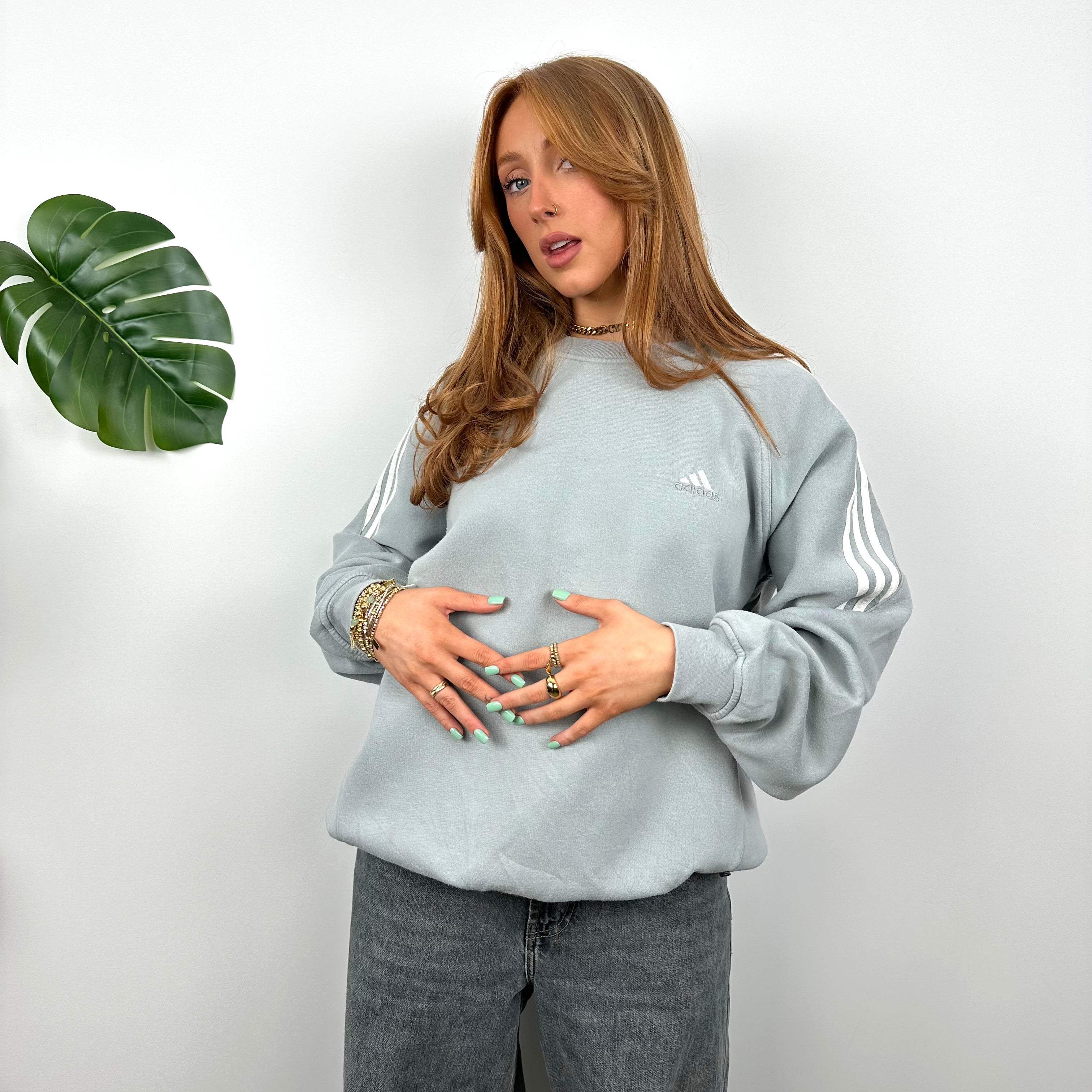 Adidas Baby Blue Embroidered Spell Out Sweatshirt (S)