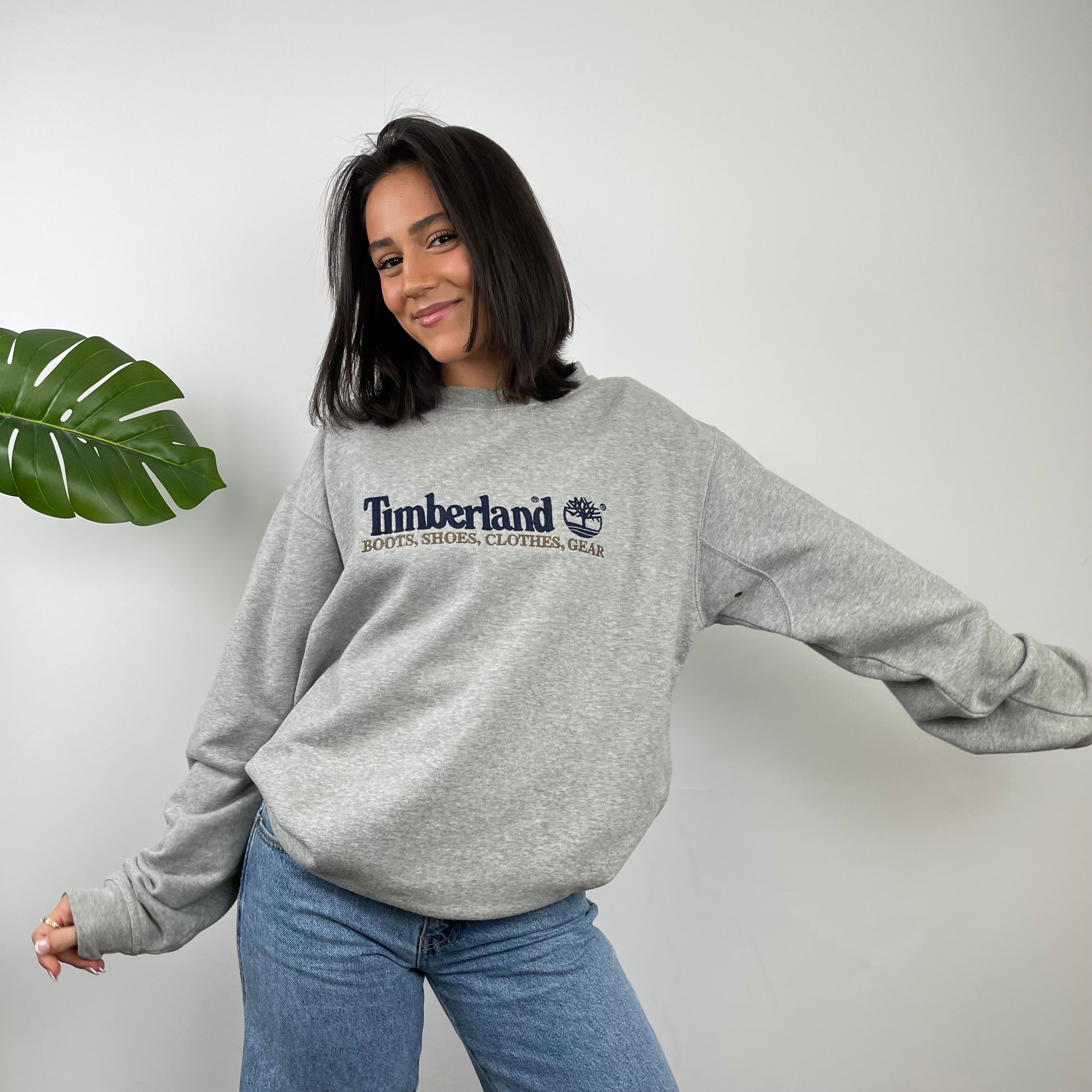 Timberland Grey Embroidered Spell Out Sweatshirt (L)