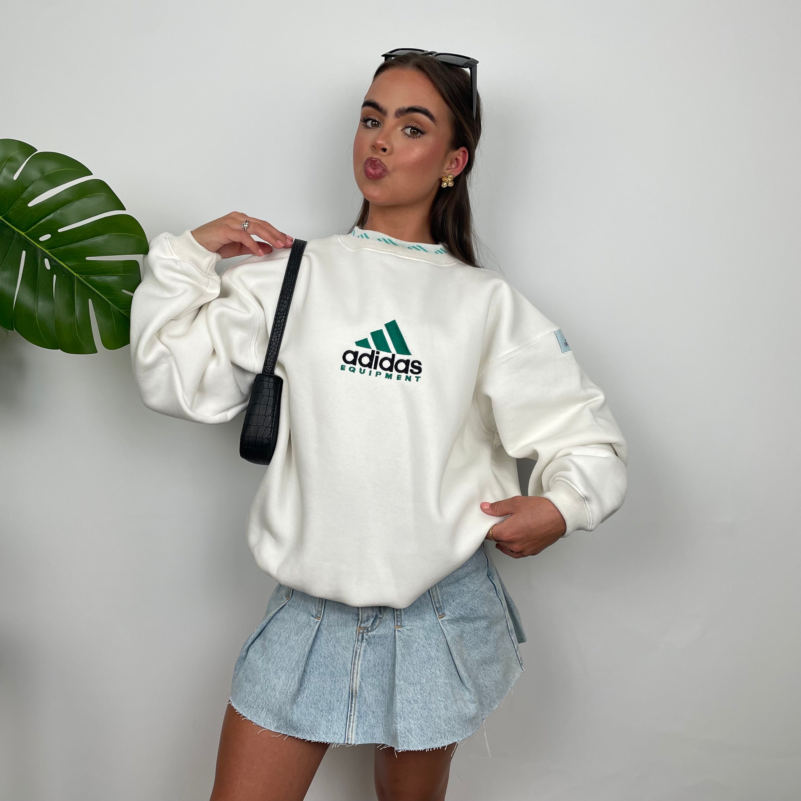 Adidas Equipment White Embroidered Spell Out Sweatshirt (M)