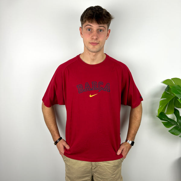 Nike x FC Barcelona Red Embroidered Logo T Shirt (L)