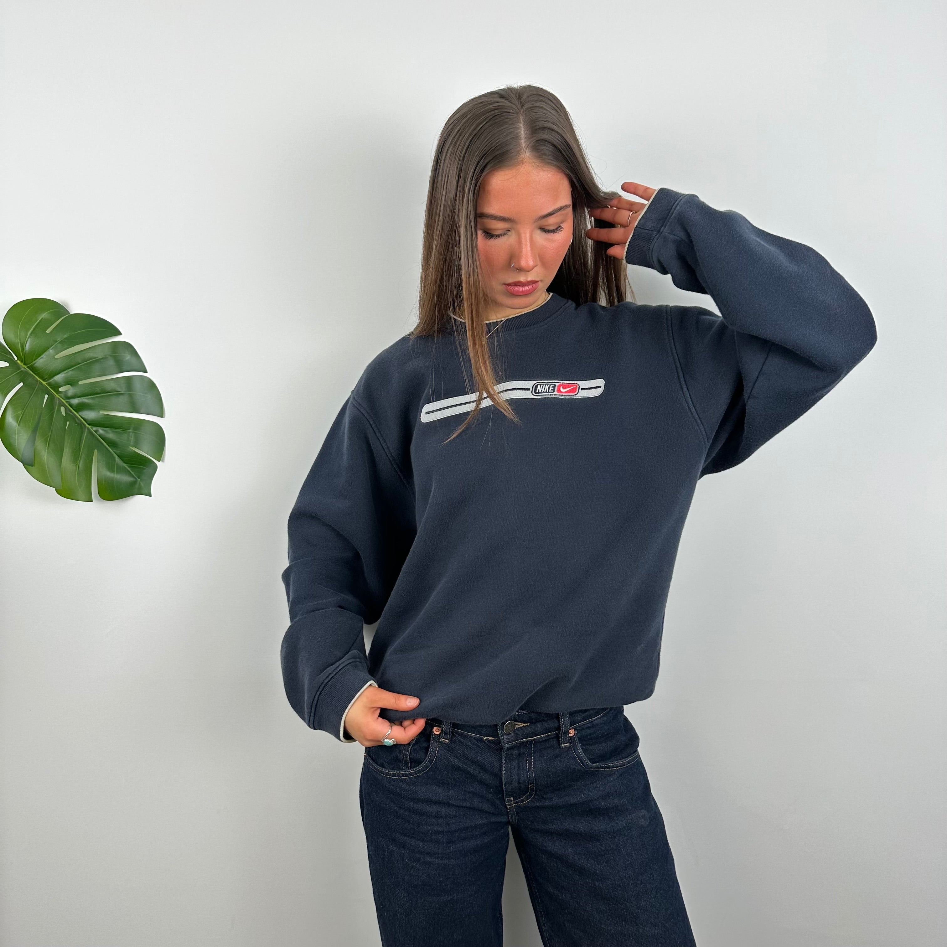 Nike Navy Embroidered Spell Out Sweatshirt (M)