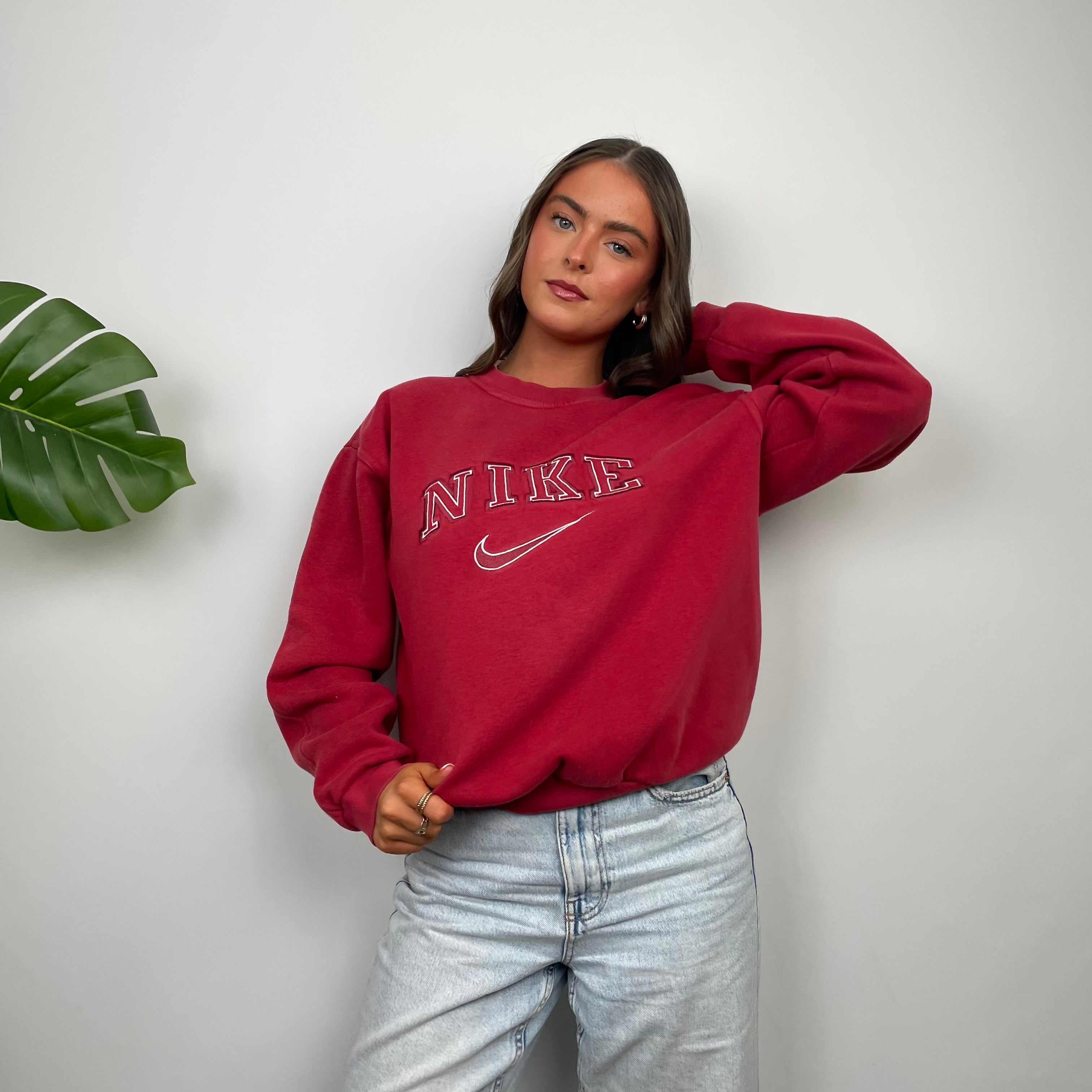 Nike Red Embroidered Spell Out Sweatshirt (L)