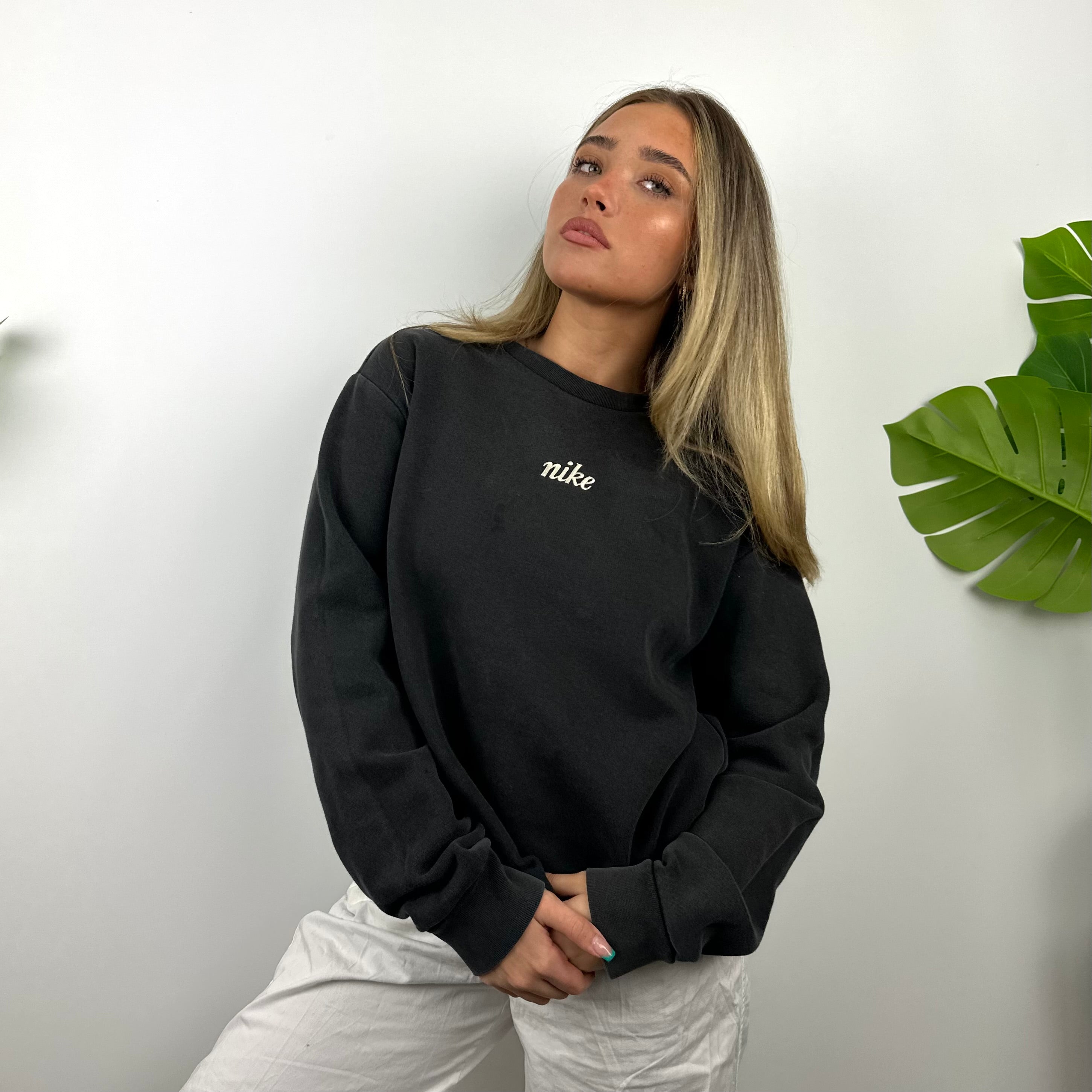 Nike Black Embroidered Spell Out Sweatshirt (L)