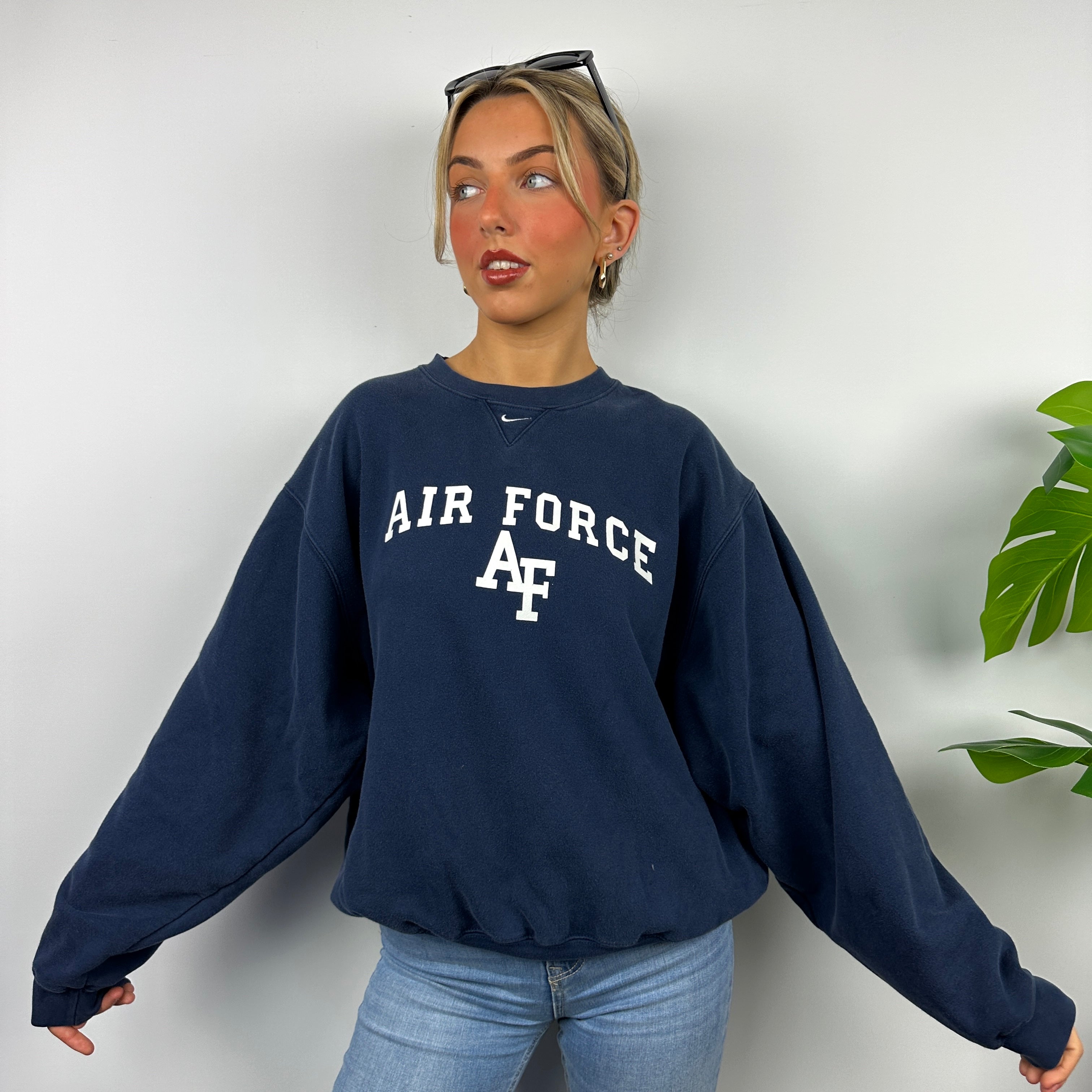 Nike x Air Force Navy Spell Out Sweatshirt (S)
