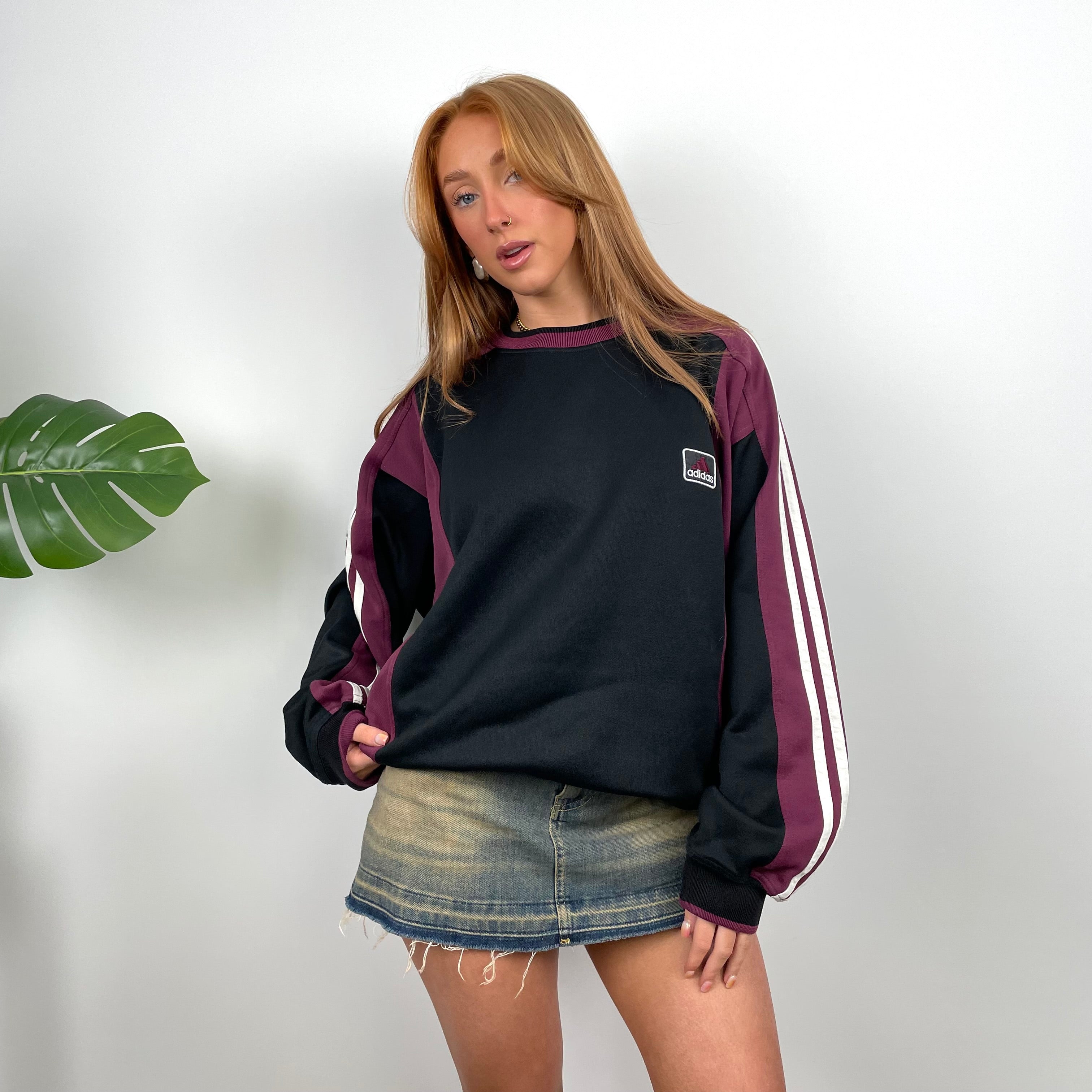 Adidas Black Embroidered Spell Out Sweatshirt (L)