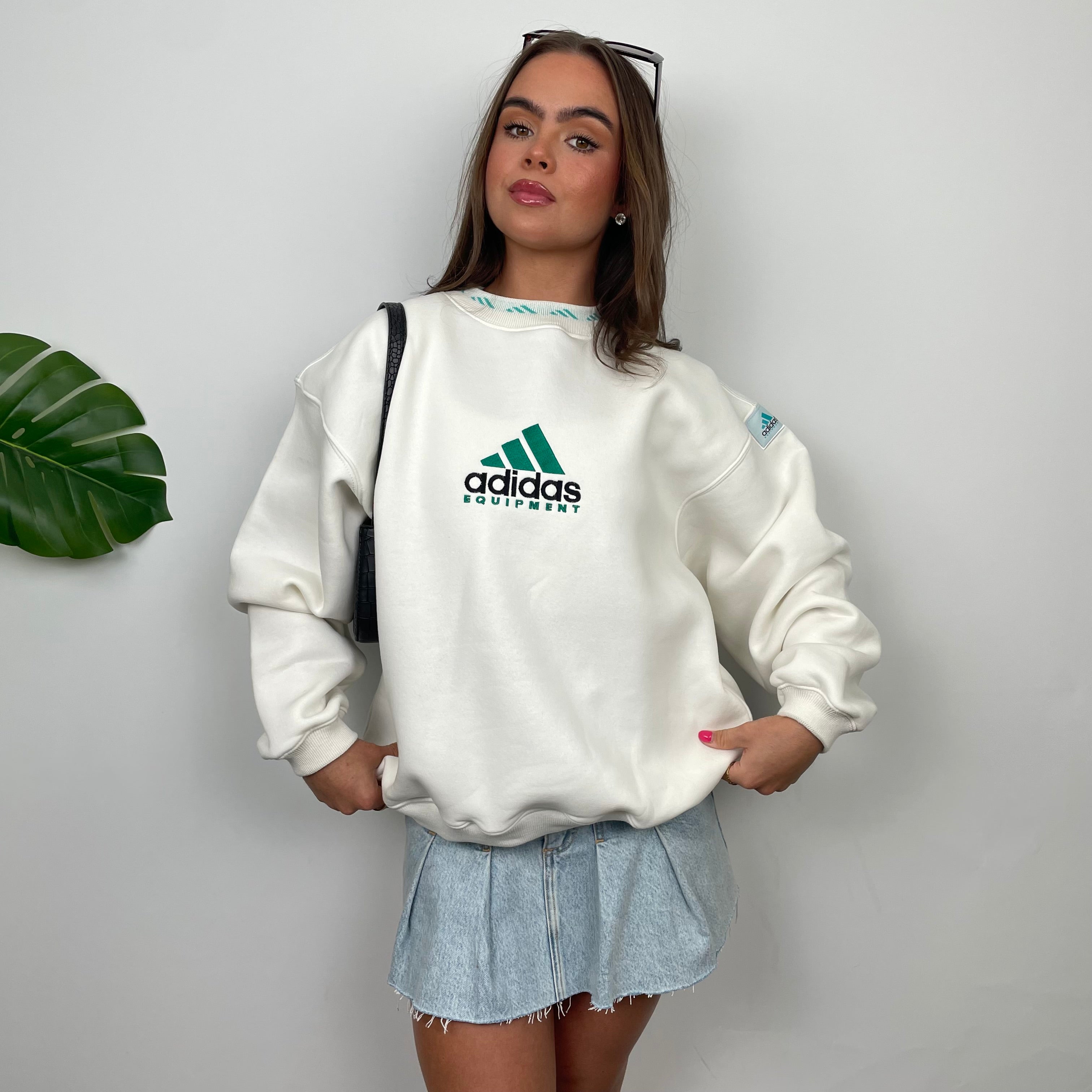 Adidas Equipment White Embroidered Spell Out Sweatshirt (M)