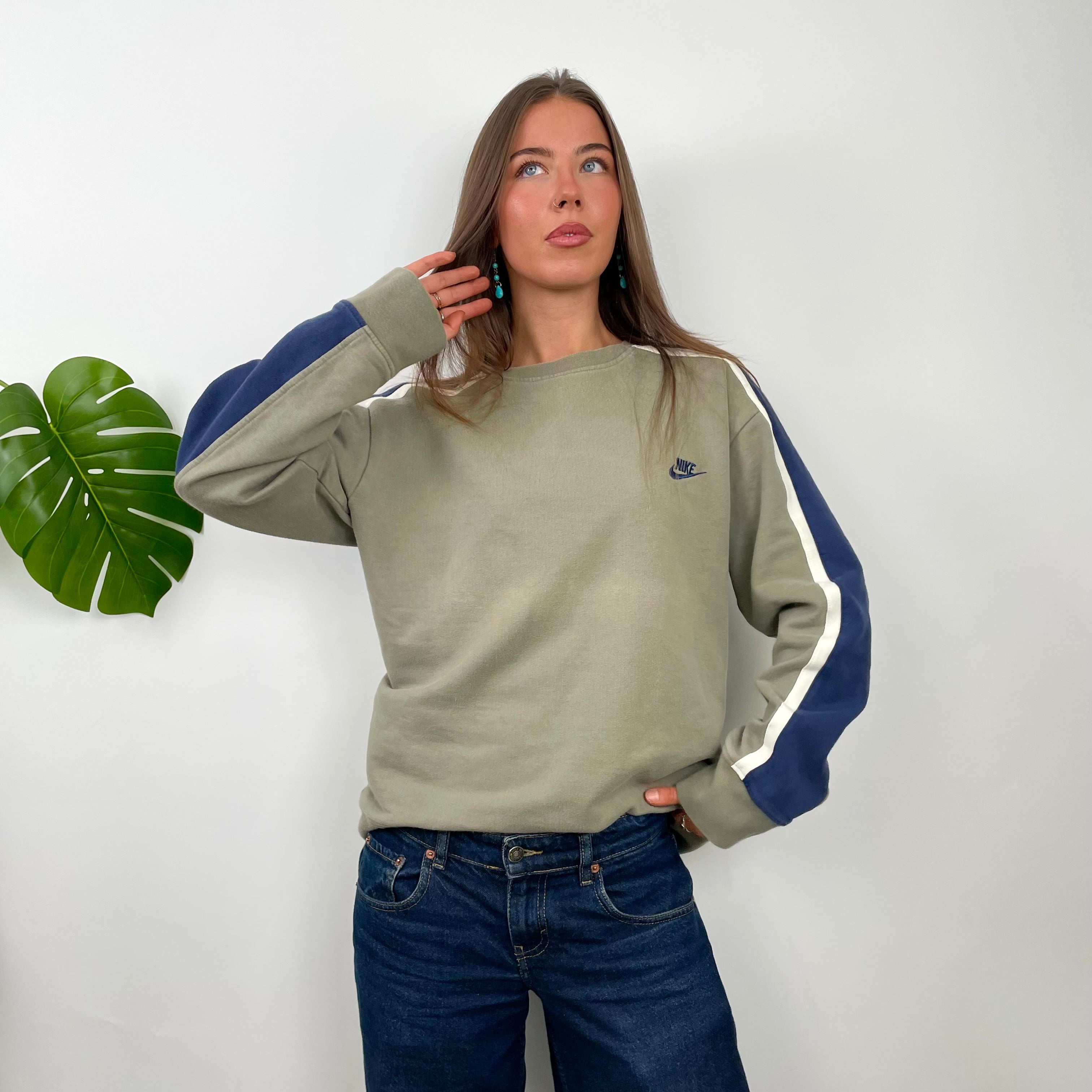 Nike Khaki Embroidered Swoosh Sweatshirt (L)