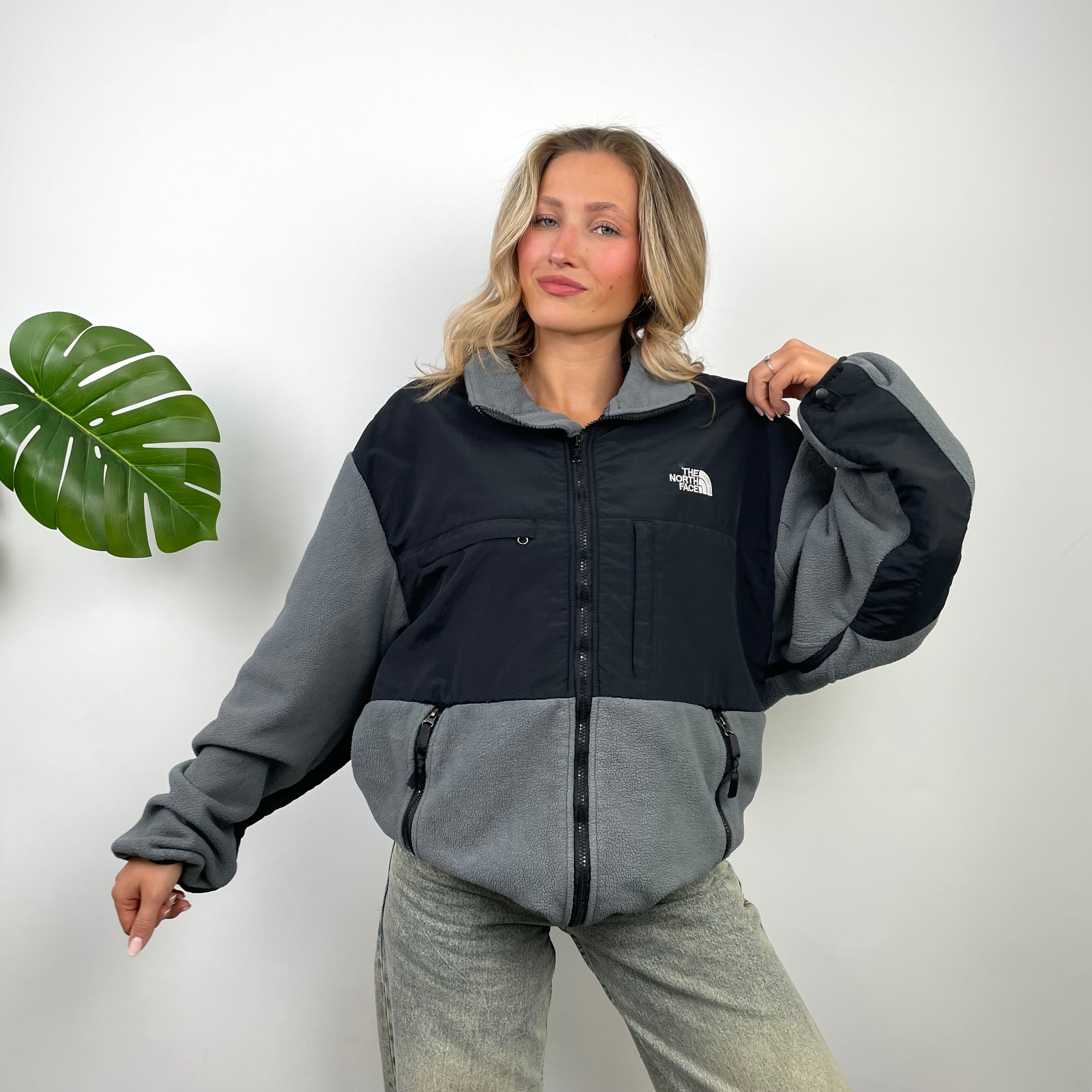 North Face Grey Denali Teddy Bear Fleece Zip Up Jacket (XL)