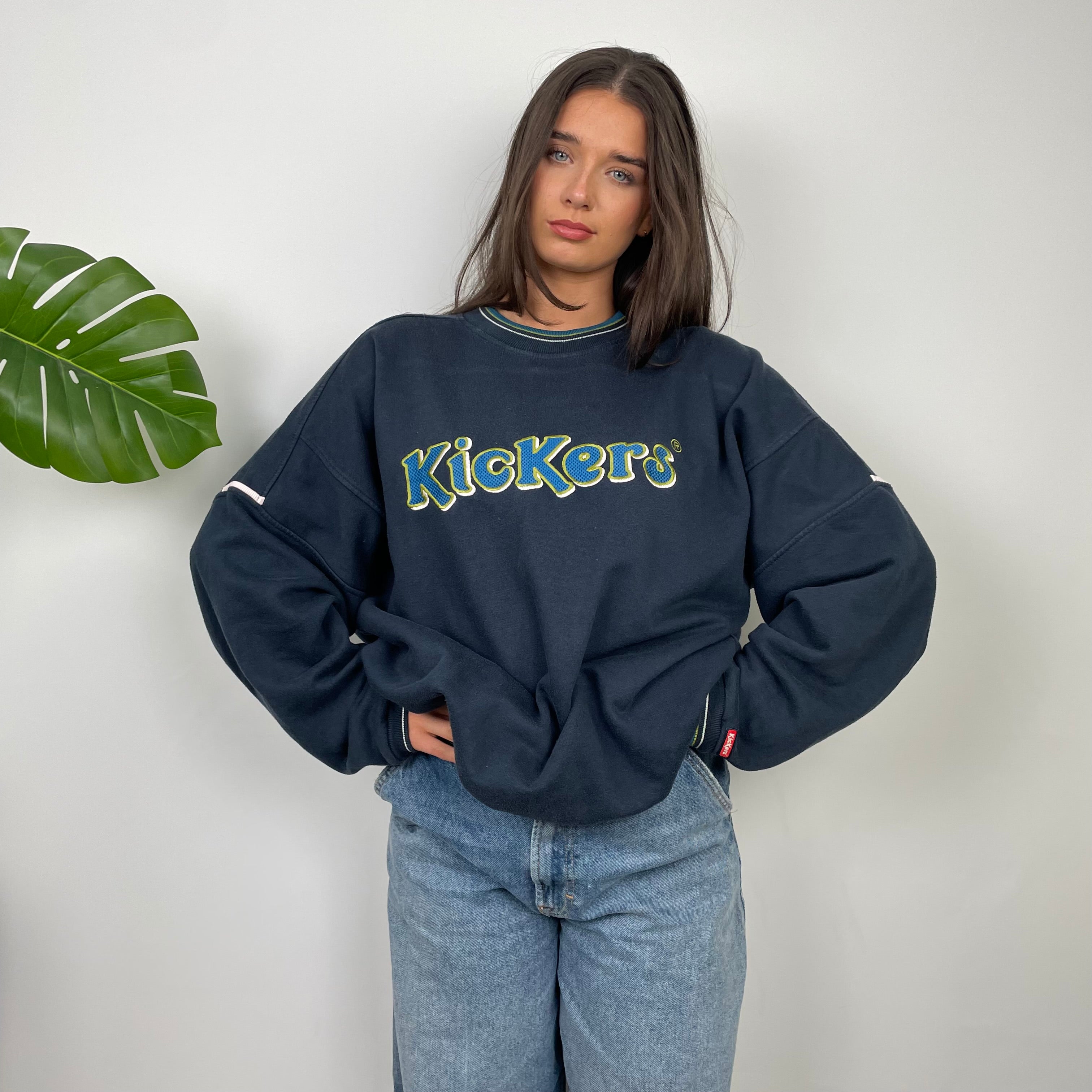 Kickers Navy Embroidered Spell Out Sweatshirt (L)